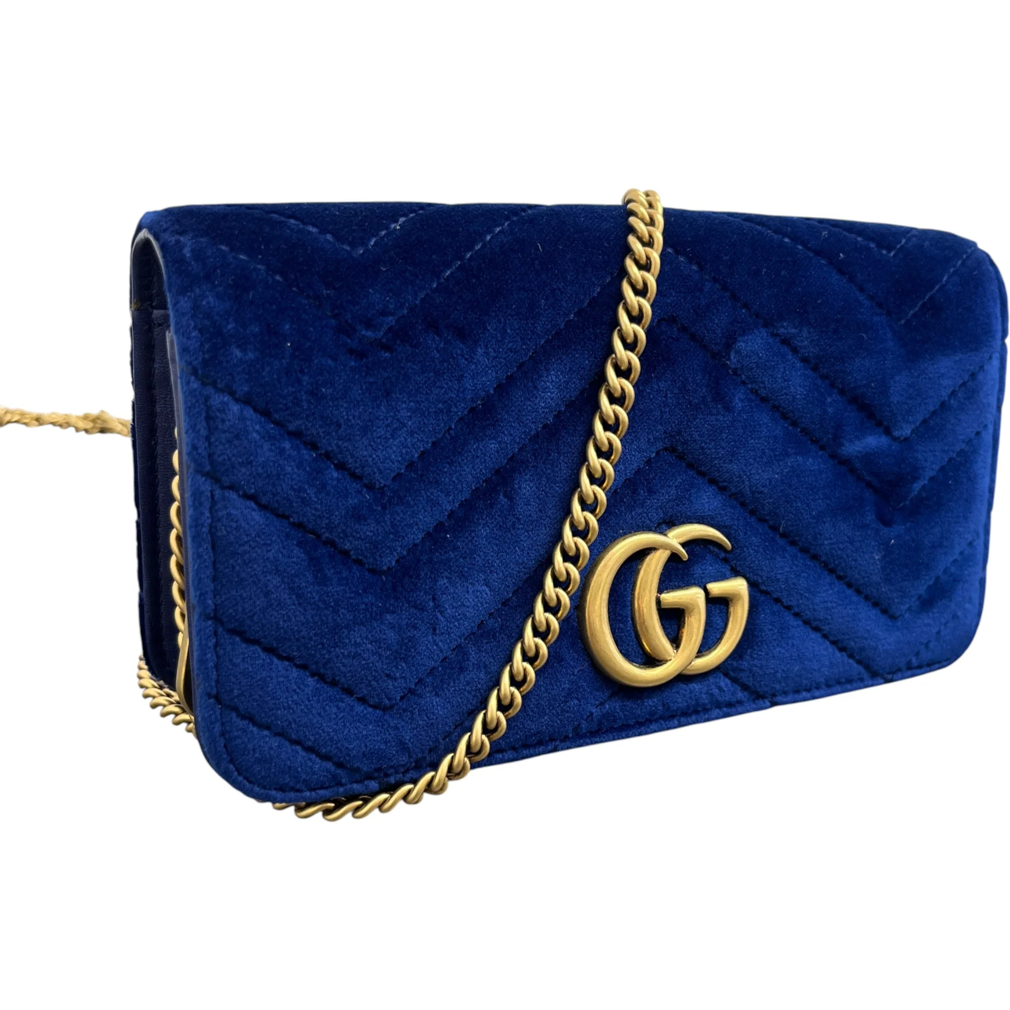 Women's Gg Marmont Super Mini Handbag Blue - Image 4