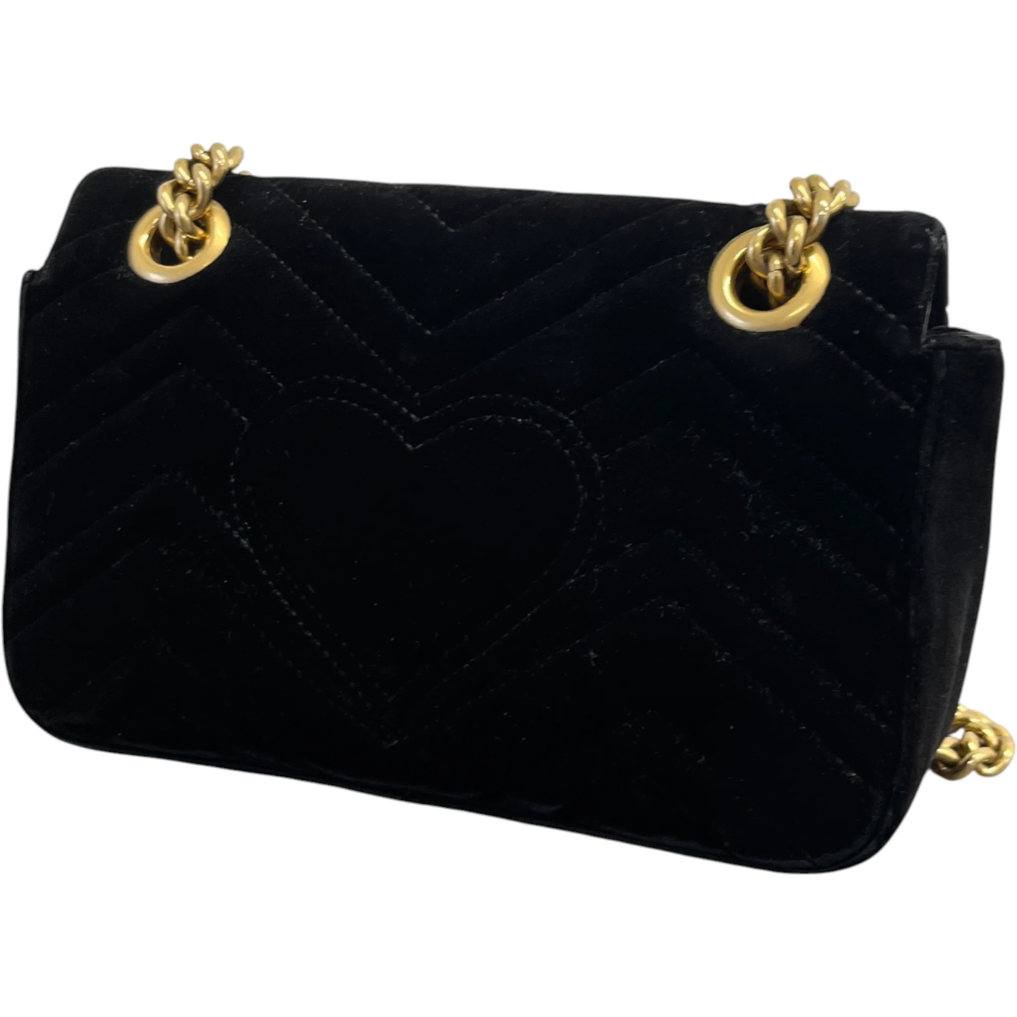 Women's Gg Marmont Velvet Small Handbag Black - Image 9