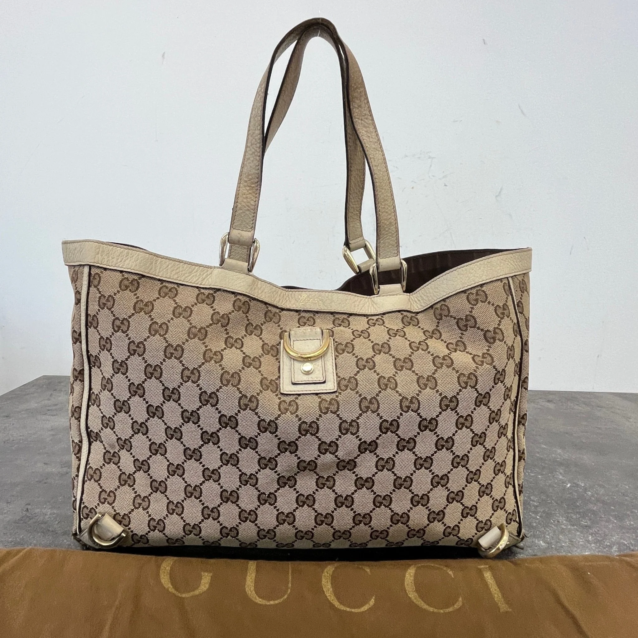 Women's Gg Supreme Abbey D-Ring Tote Bag Beige - Image 14