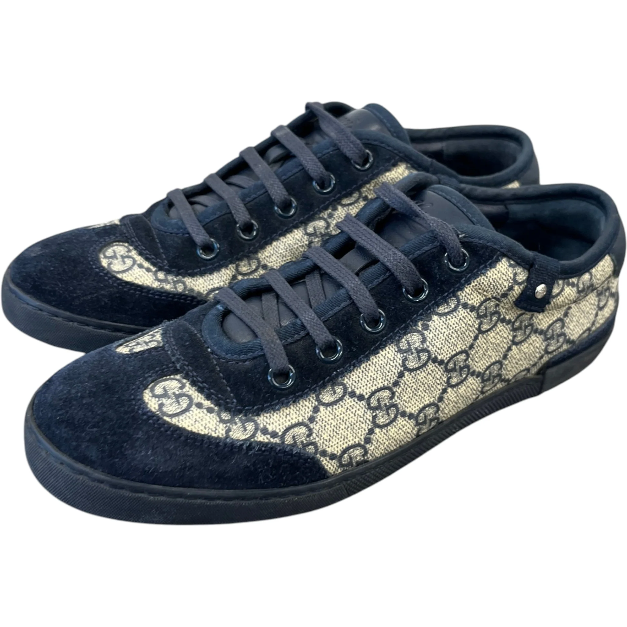 Women's Gg Supreme Canvas Low Trainers Navy Size EU 35.5 / UK 2.5 - Image 9