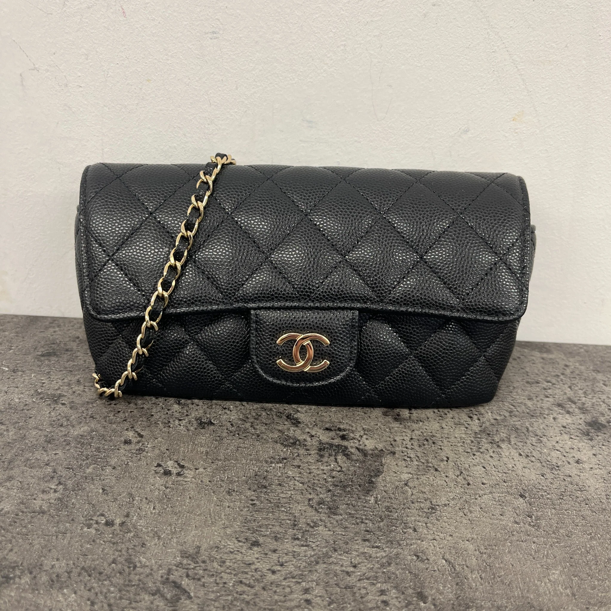 Women's Glasses Case On Chain Caviar Handbag Black - Image 8