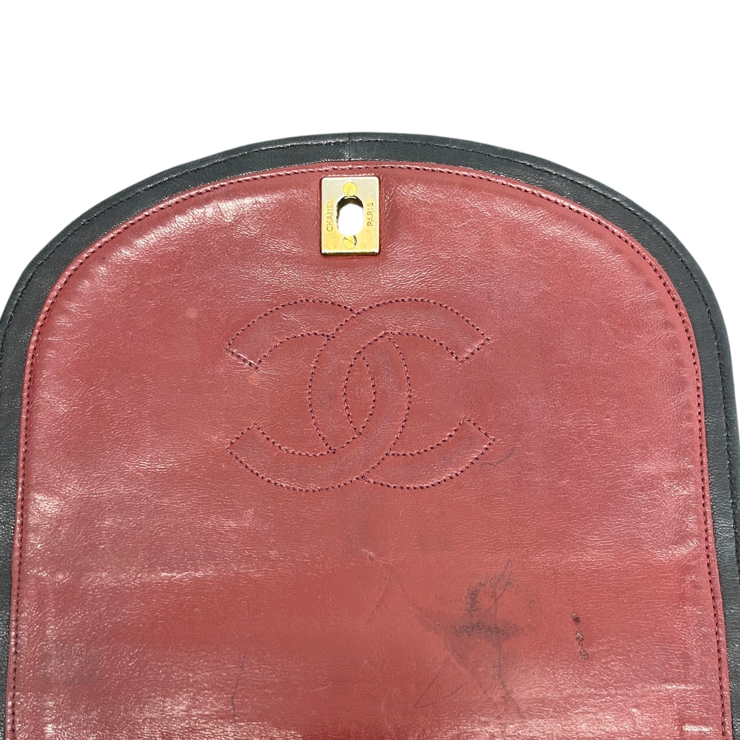 Women's Half Moon Lambskin Leather Flap Bag Black - Image 11