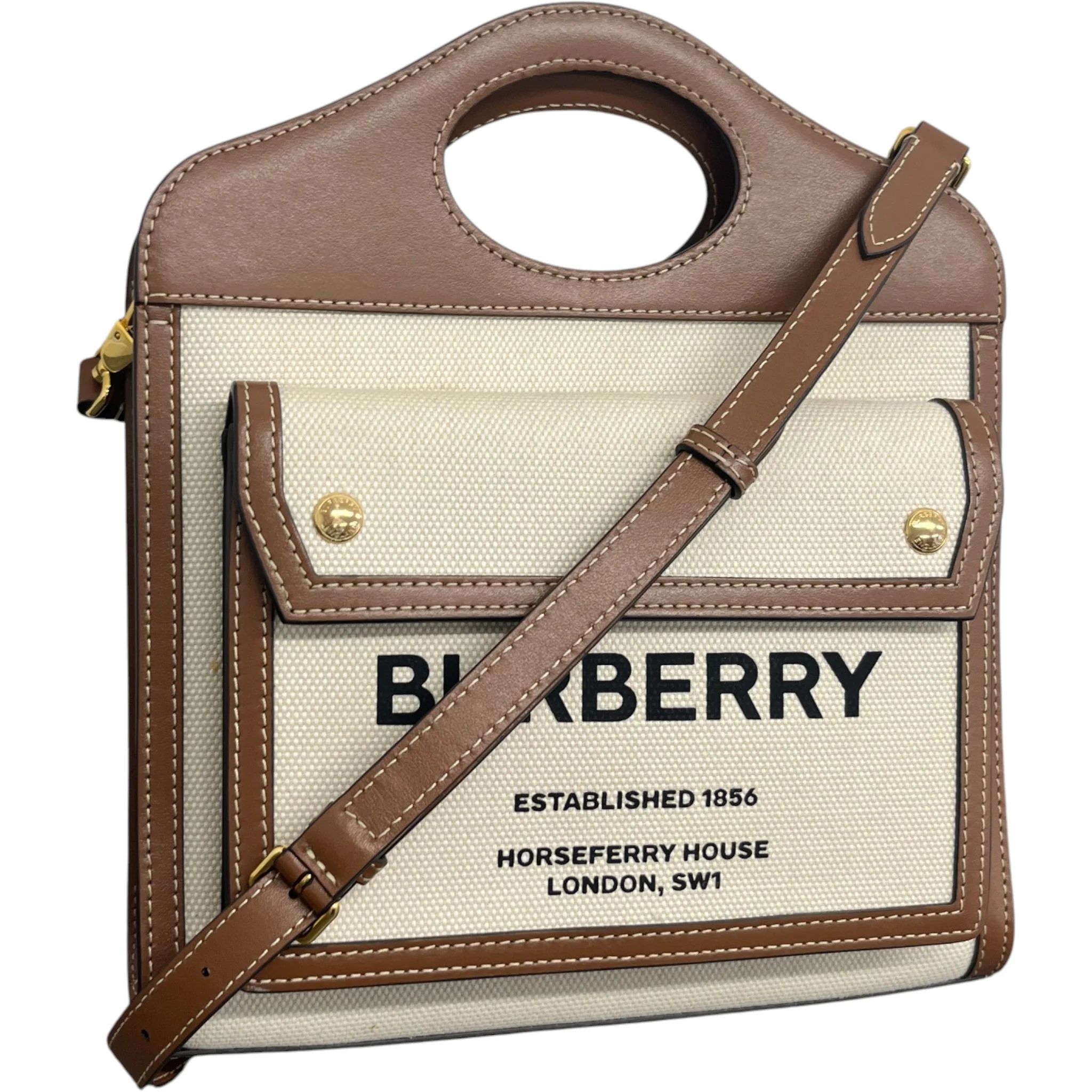 Women's Horseferry Motif Mini Pocket Bag Beige - Image 4
