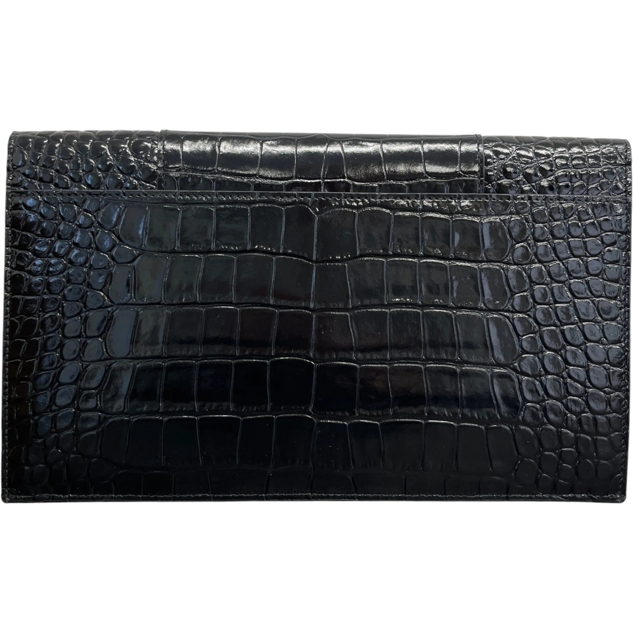 Women's Hourglass Crocodile Embossed Clutch Black - Image 2