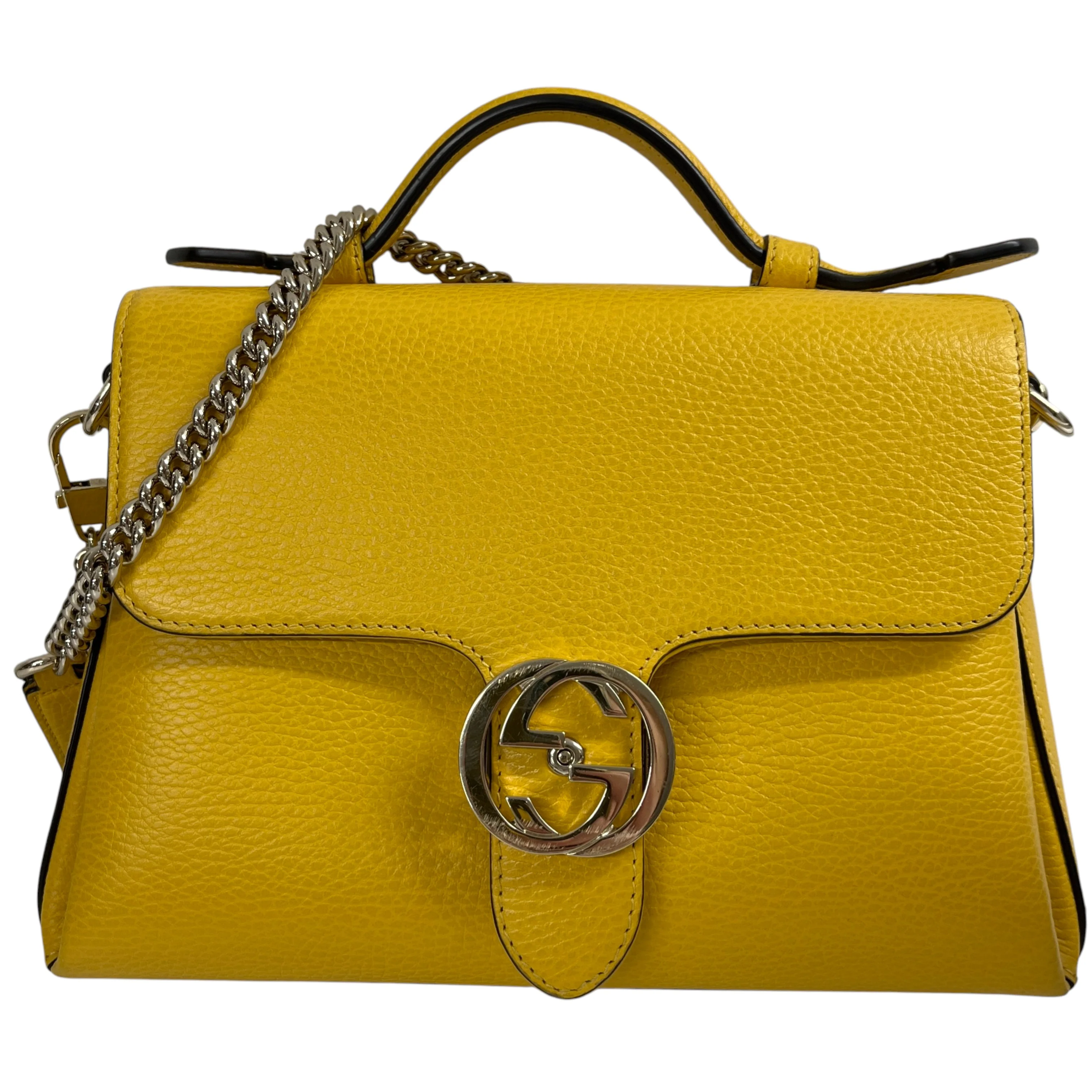 Women's Interlocking G Top Handle Handbag Yellow