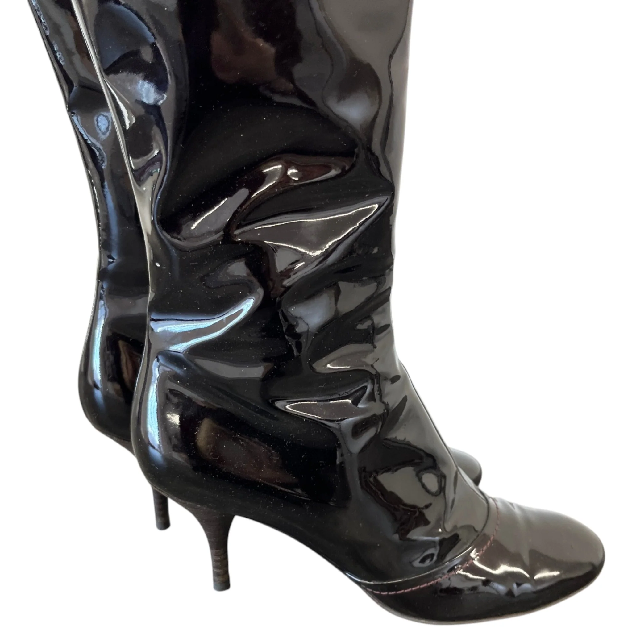 Women's Knee High Buckle Boots Burgundy Size EU 38 / UK 5 - Image 8