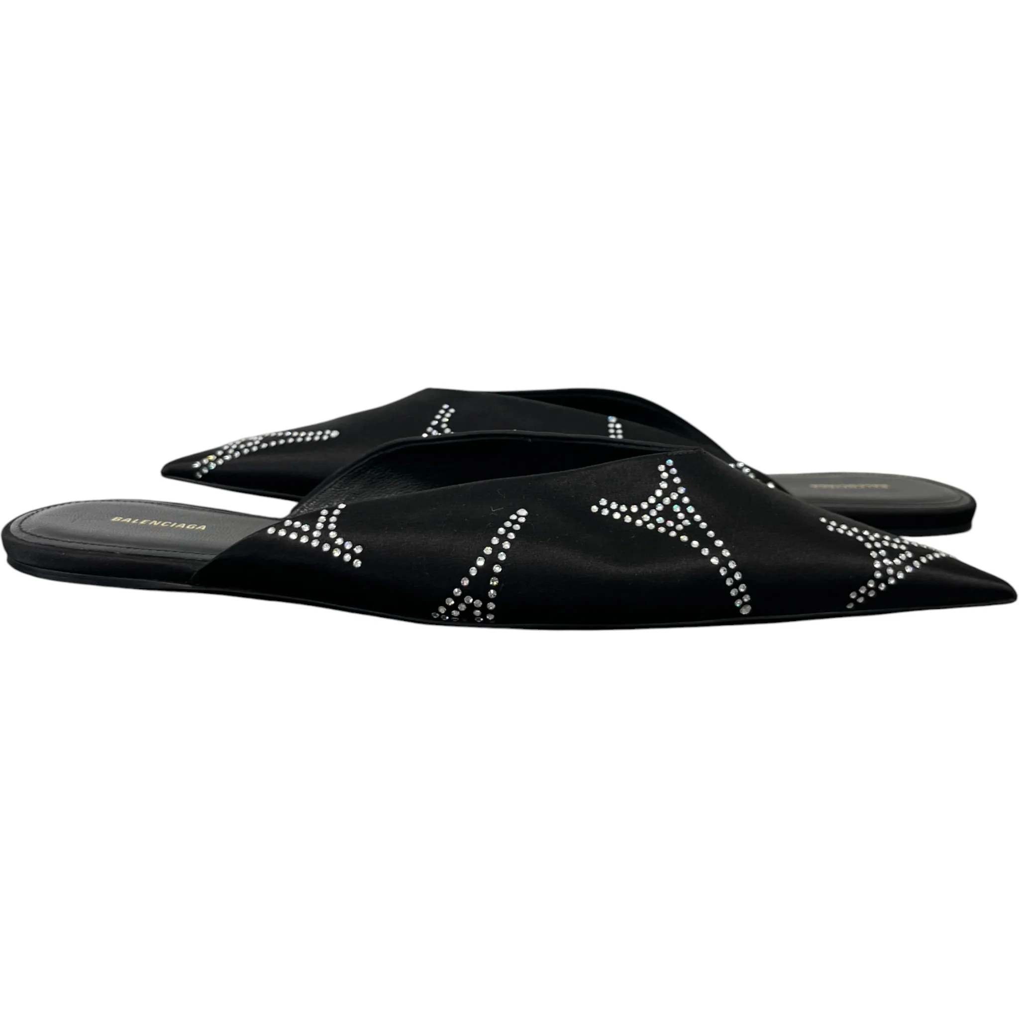 Women's Knife Satin Rhinestone Eiffel Tower Mules Black Size EU 38.5 / UK 5.5 - Image 3
