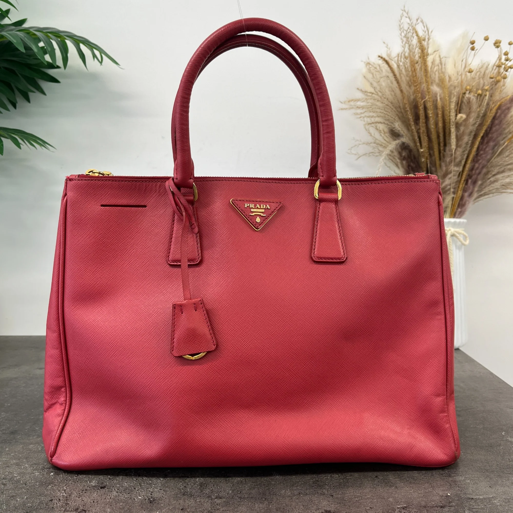 Women's Large Saffiano Lux Handbag Red - Image 9