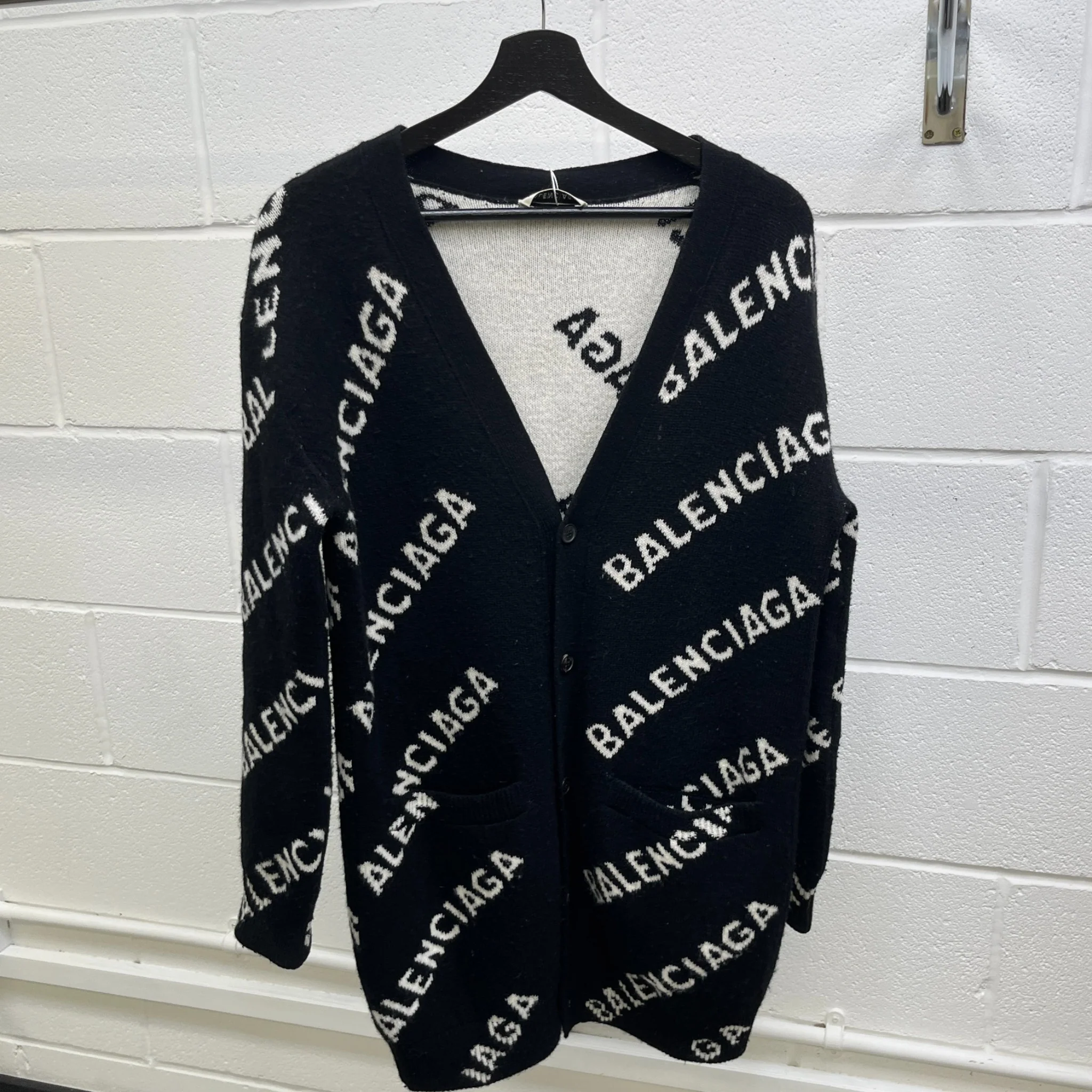 Women's Logo Print Cardigan Black Size XS - Image 8