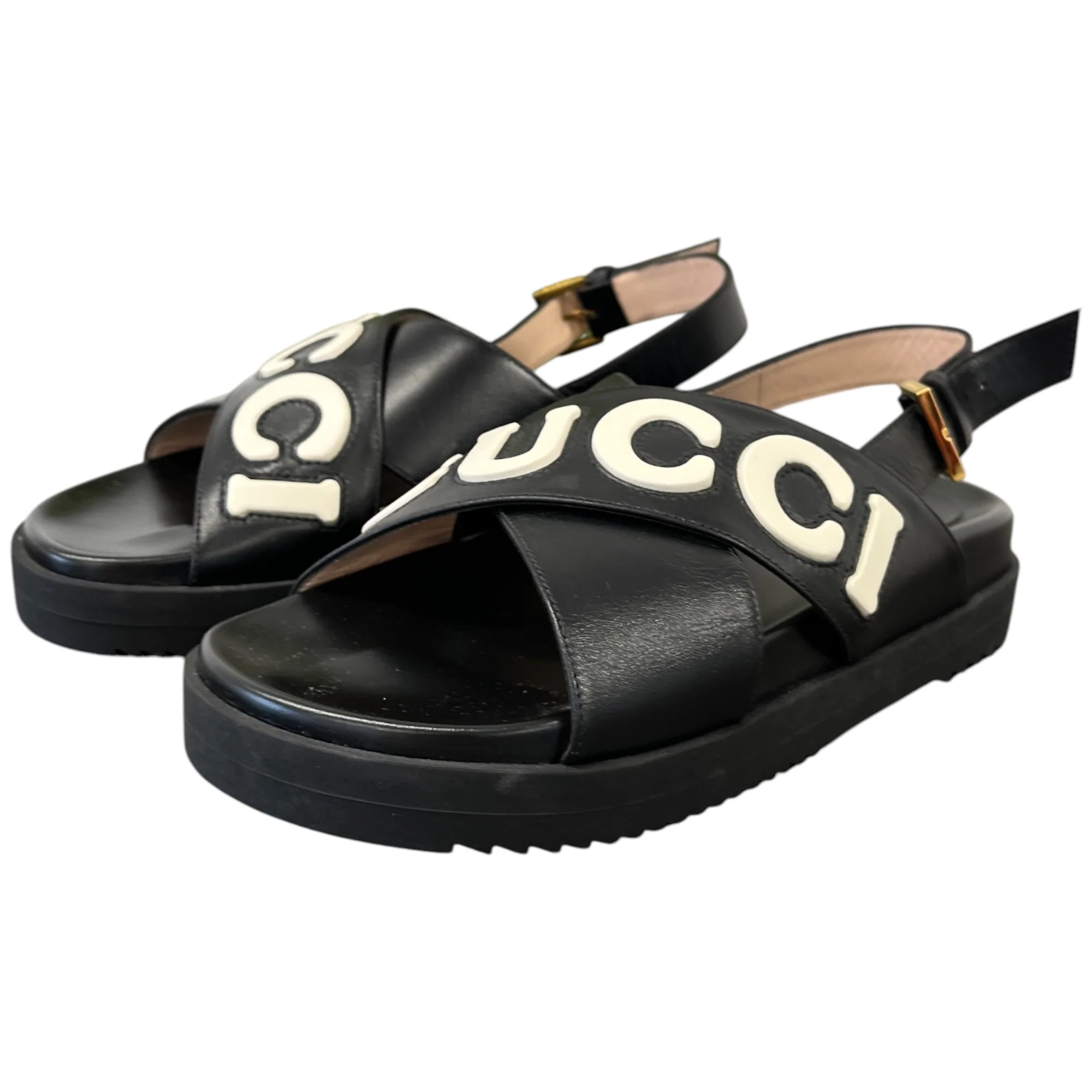 Women's Logo Print Sandals Black Size EU 38.5 / UK 5.5 - Image 8