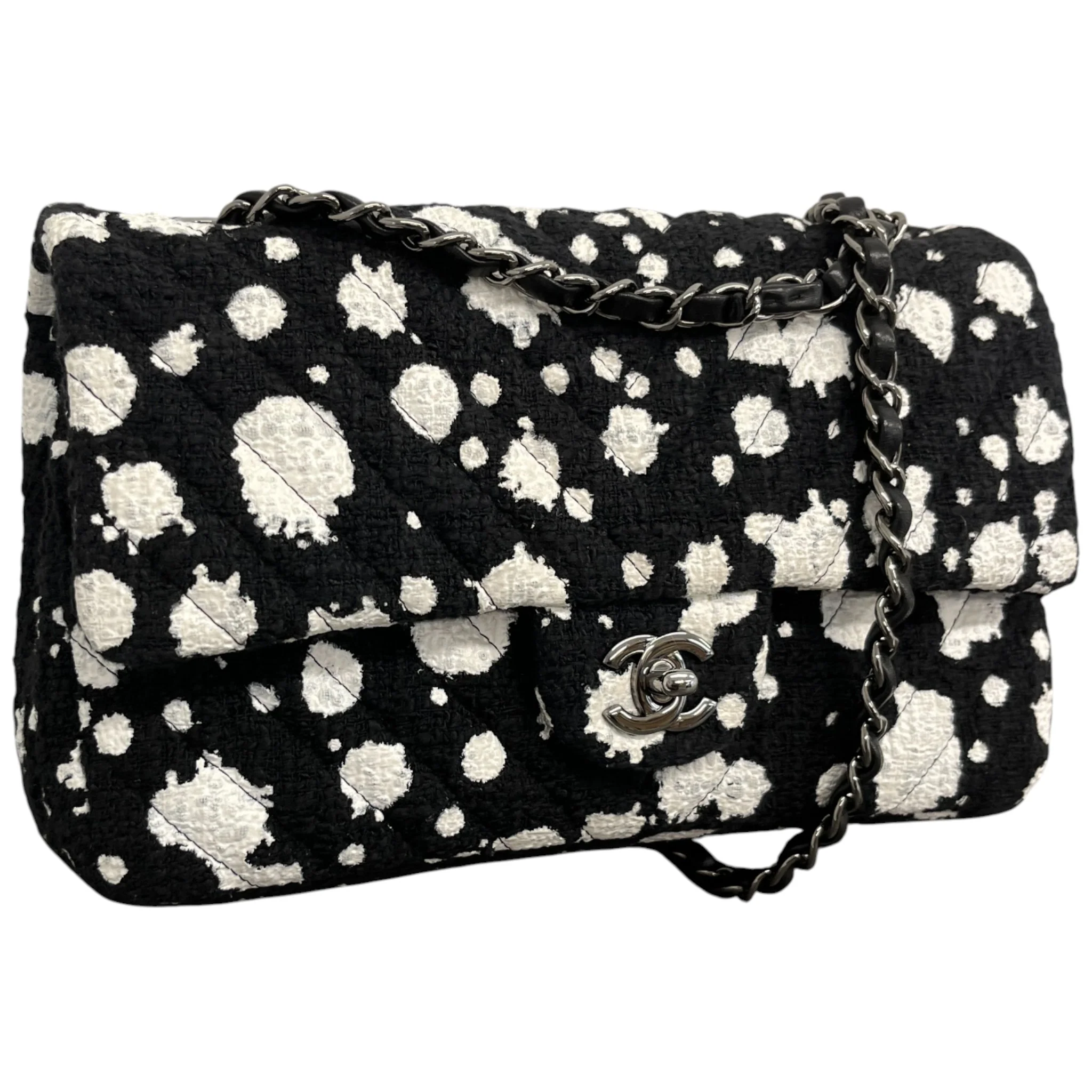 Women's Medium Paint Splatter Flap Bag Black - Image 4
