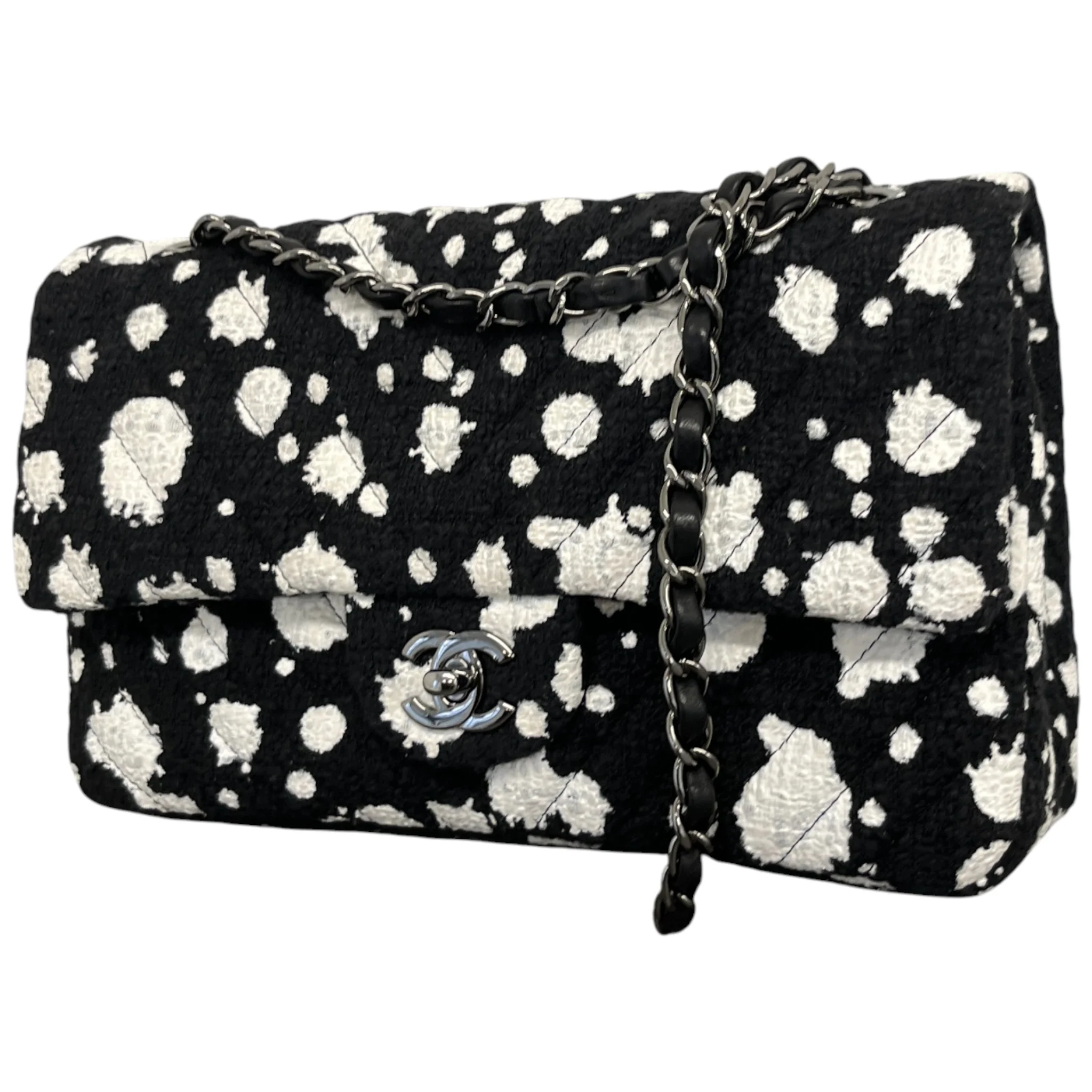 Women's Medium Paint Splatter Flap Bag Black - Image 5