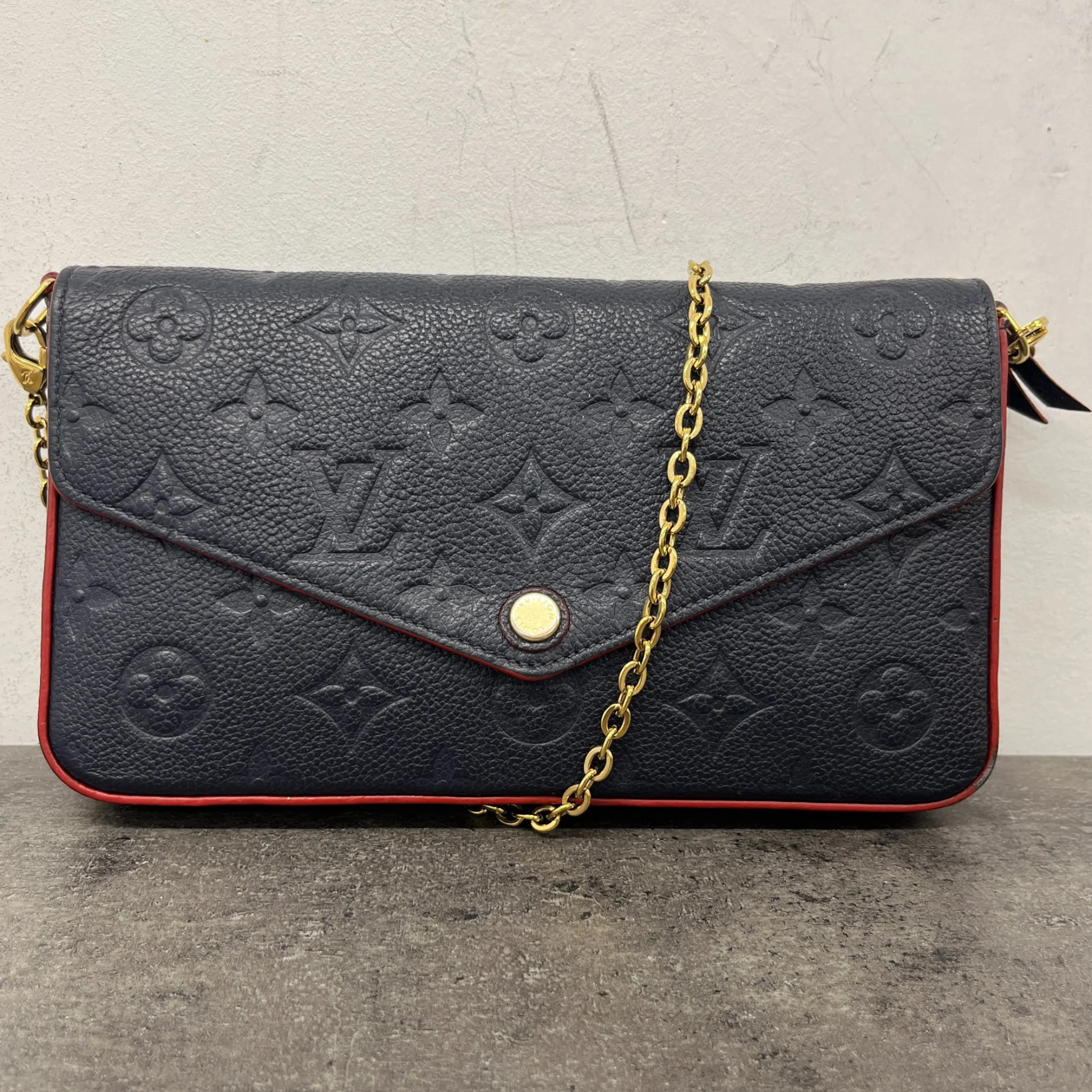 Women's Monogram Empreinte Pochette Felicie Handbag Navy - Image 18