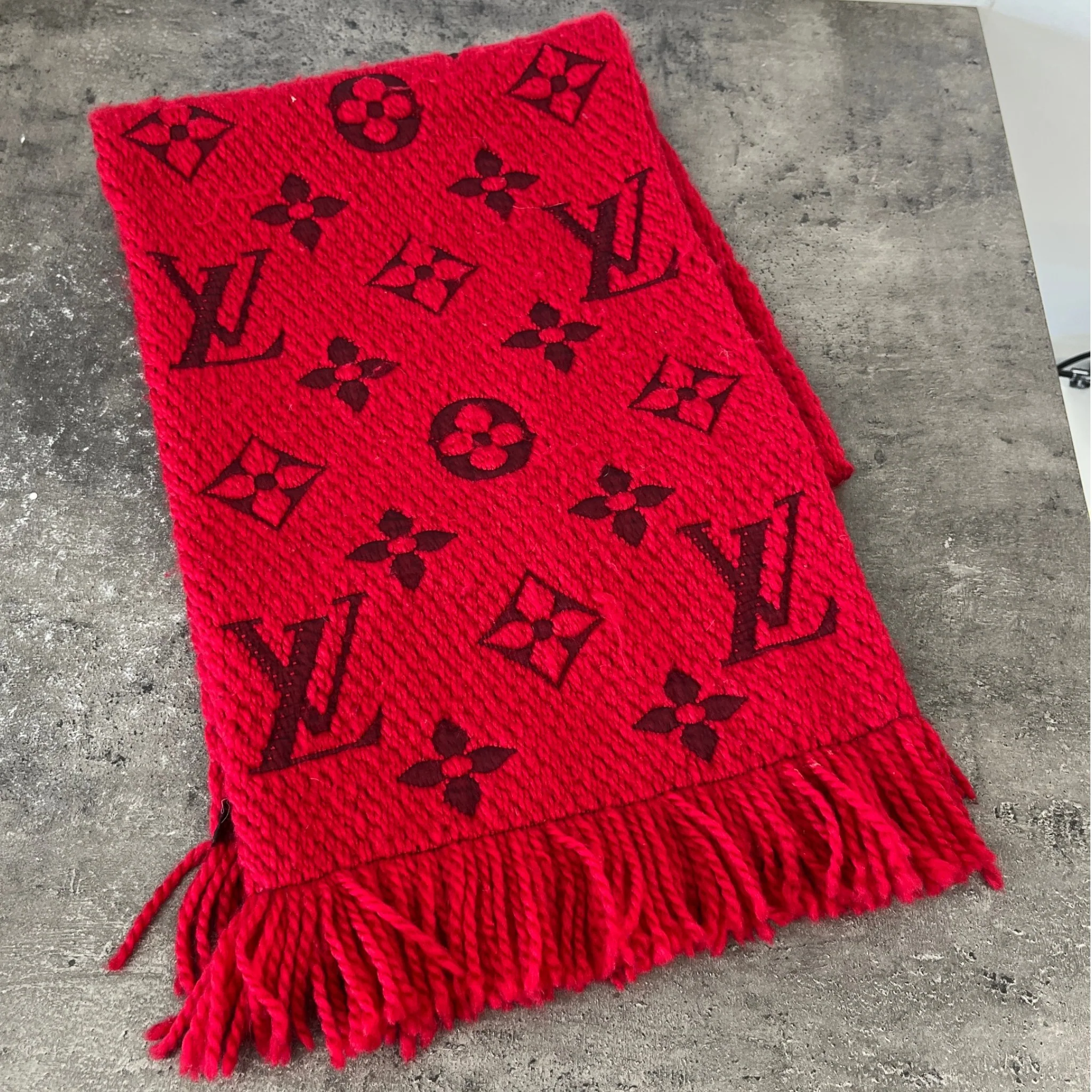 Women's Monogram Logomania Scarf Red - Image 6