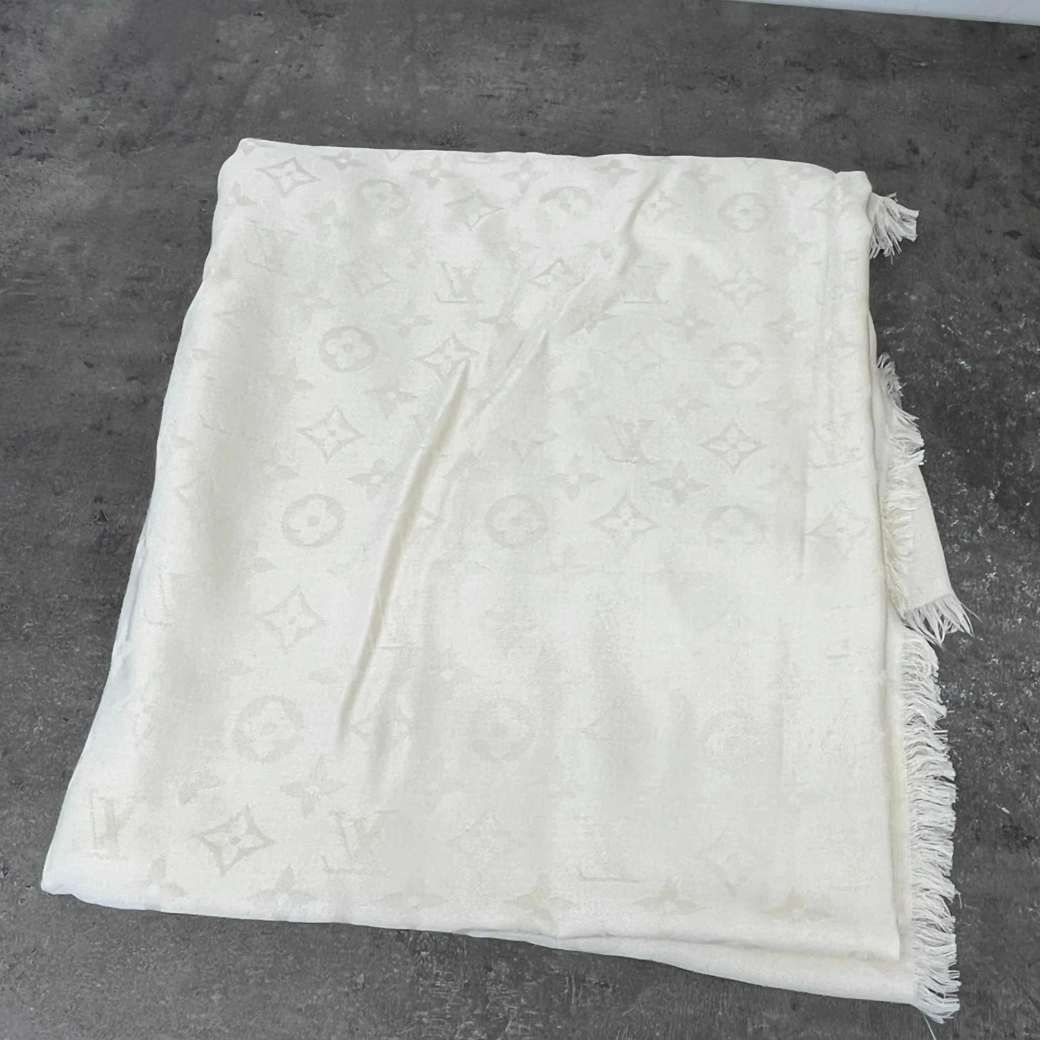 Women's Monogram Print Scarf Cream - Image 5