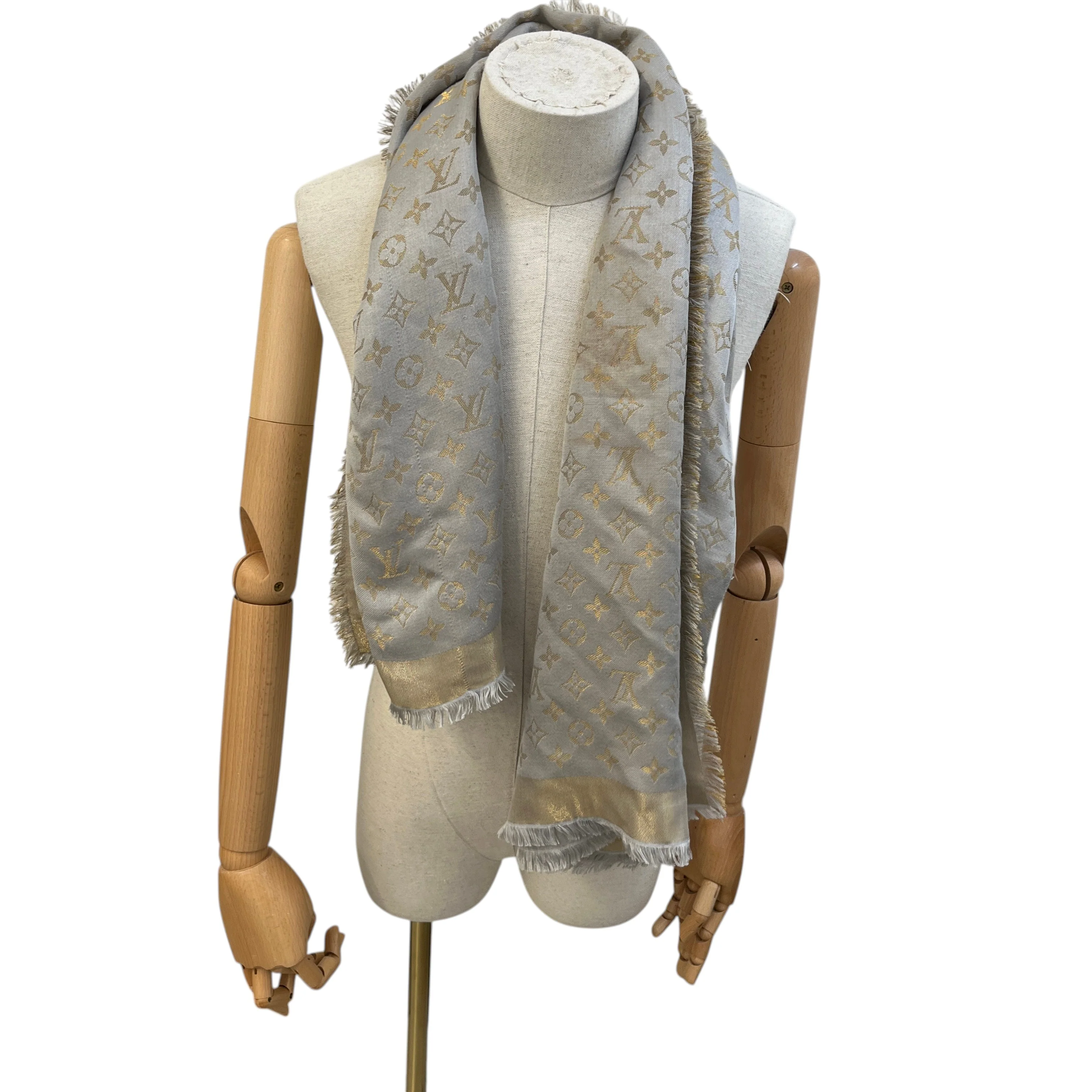 Women's Monogram Shine Shawl Scarf Grey - Image 2