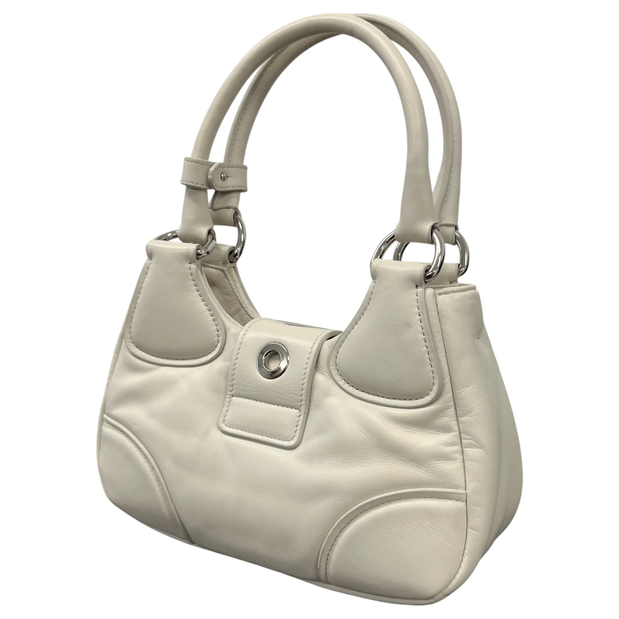 Women's Moon Nappa Shoulder Bag White - Image 9