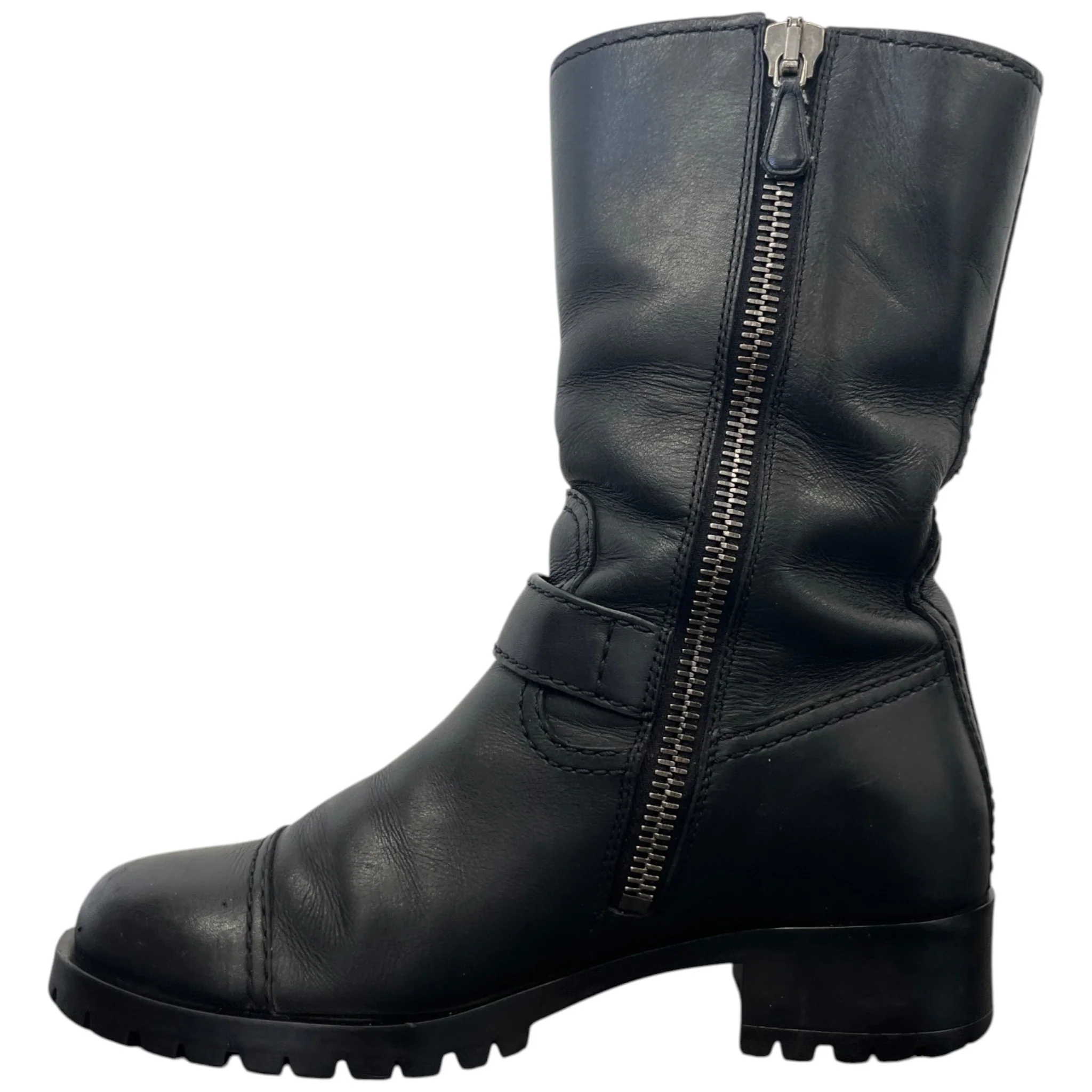 Women's Multi Buckle Biker Boots Black Size EU 38 / UK 5 - Image 2