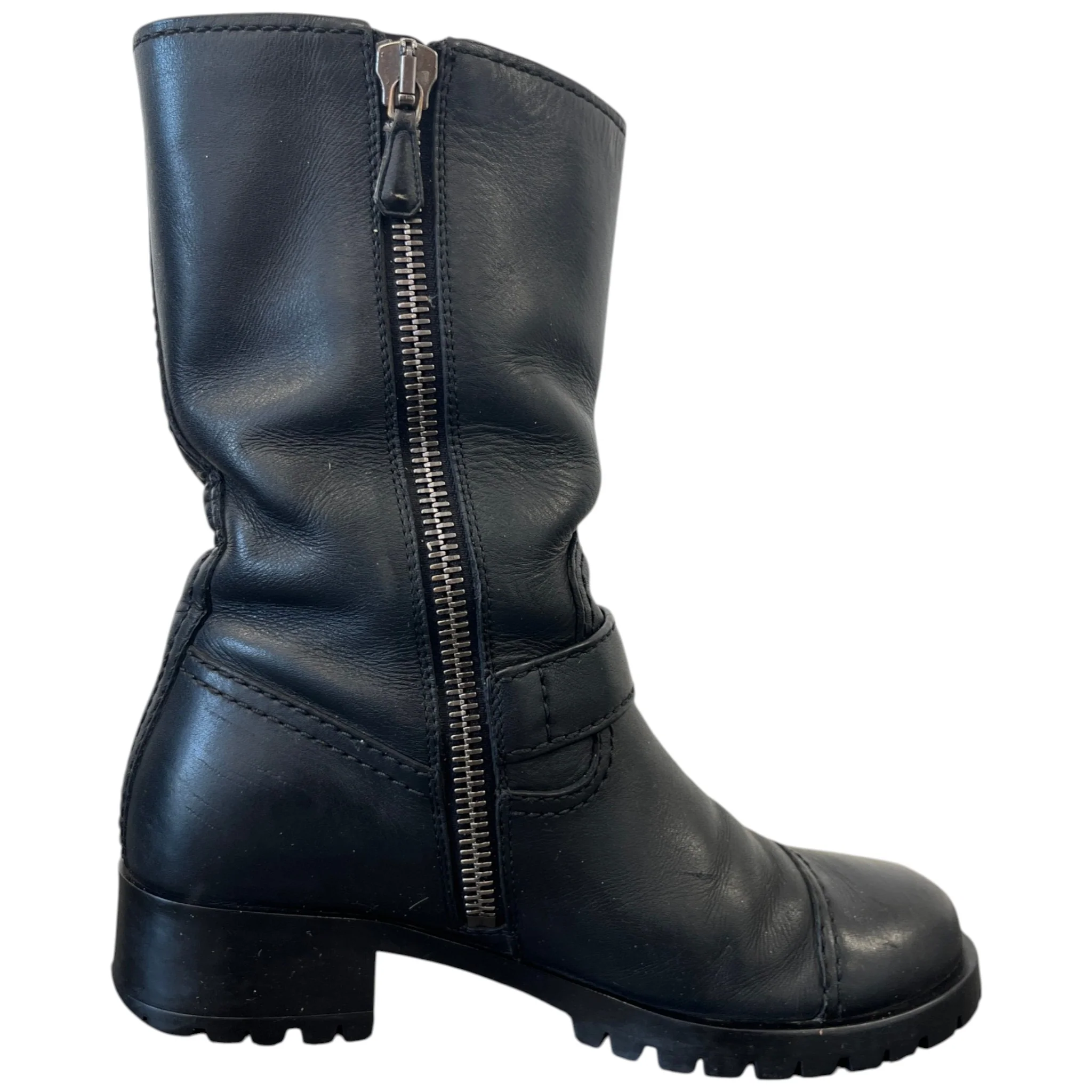 Women's Multi Buckle Biker Boots Black Size EU 38 / UK 5 - Image 4