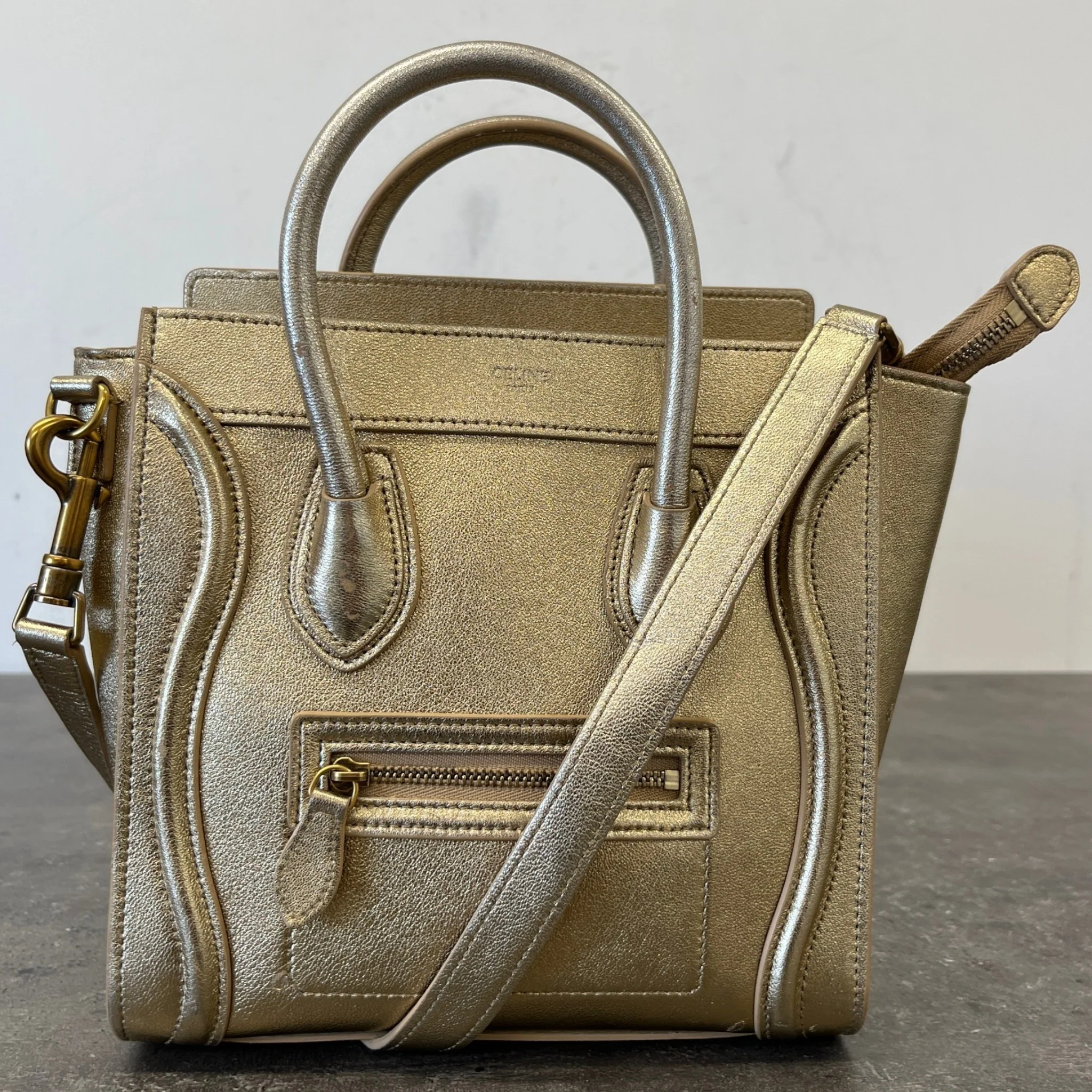 Women's Nano Luggage Tote Bag Gold - Image 13