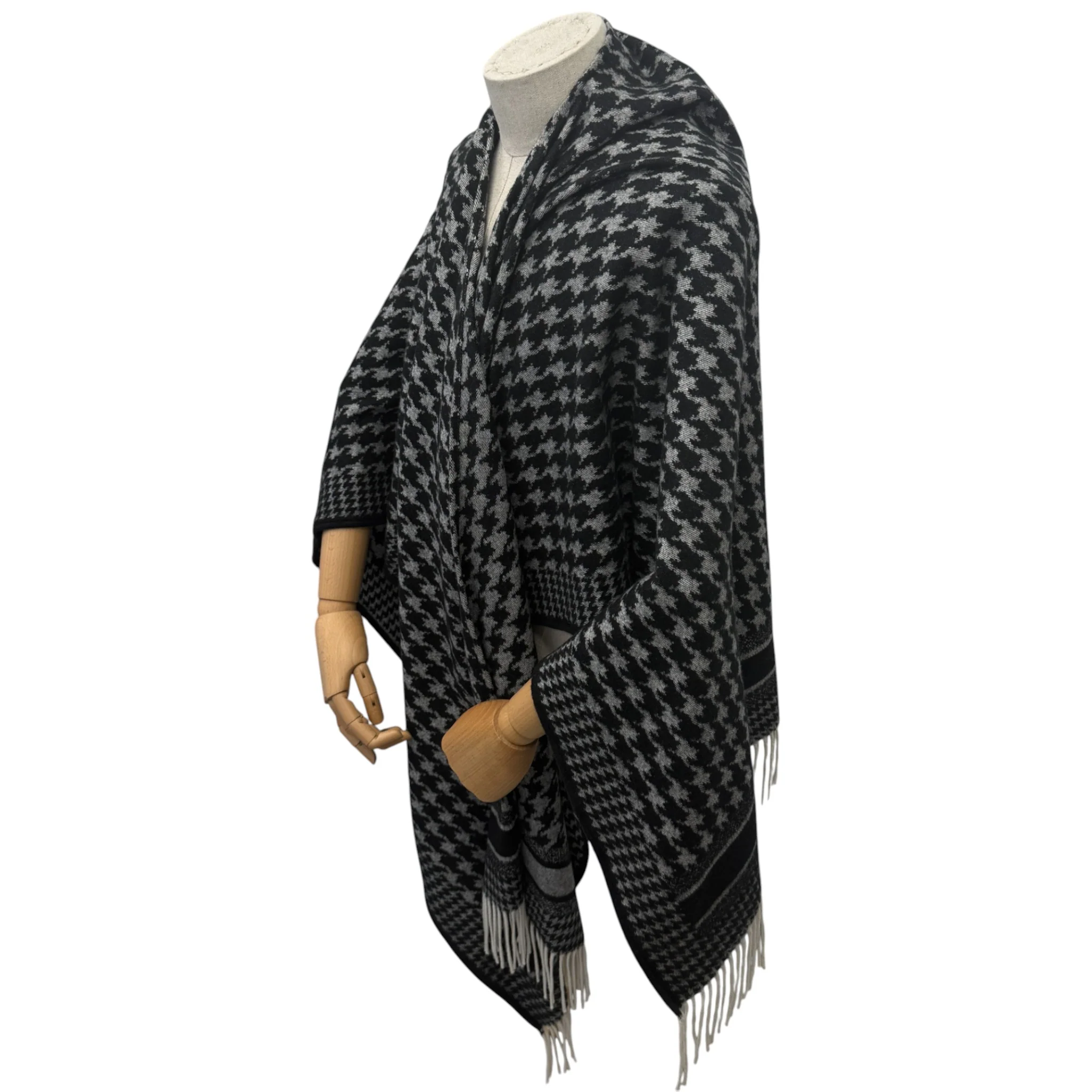 Women's Oblique Cashmere Poncho Grey - Image 3