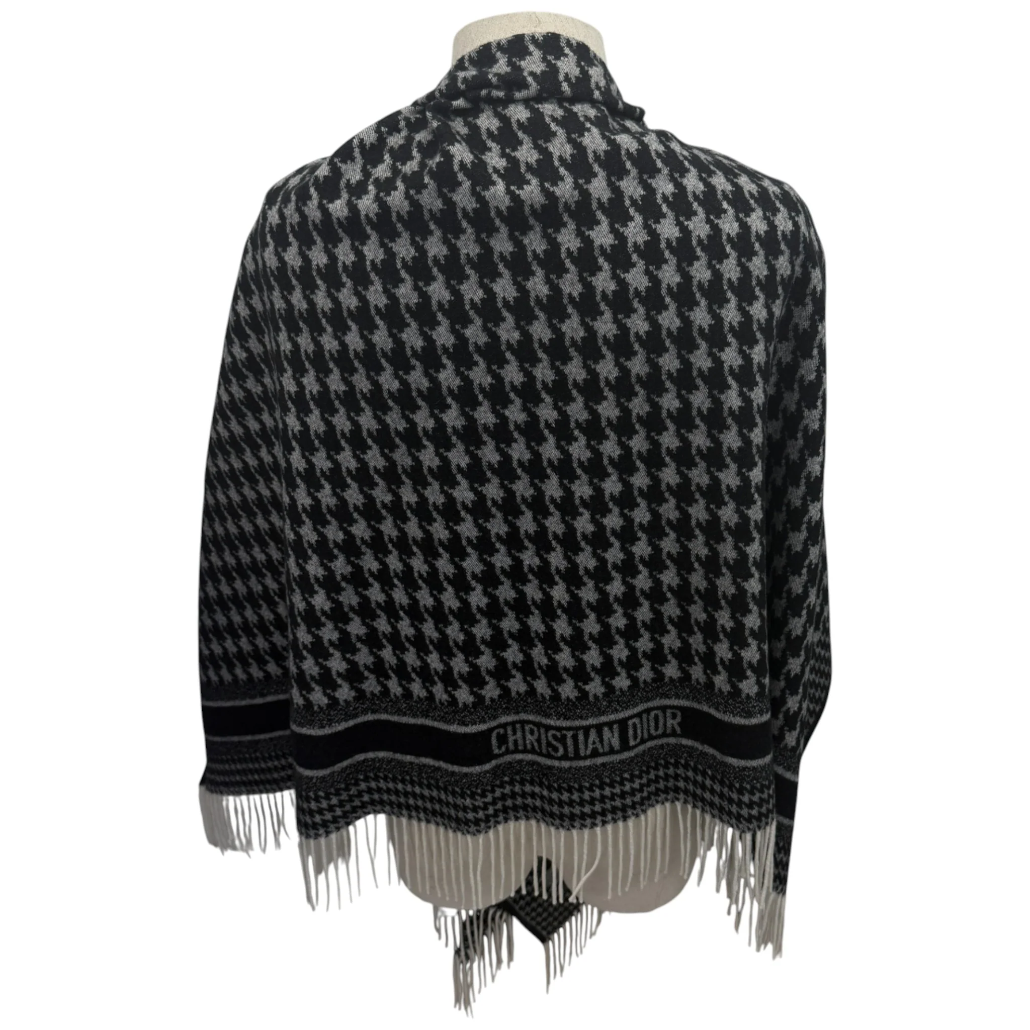 Women's Oblique Cashmere Poncho Grey - Image 4