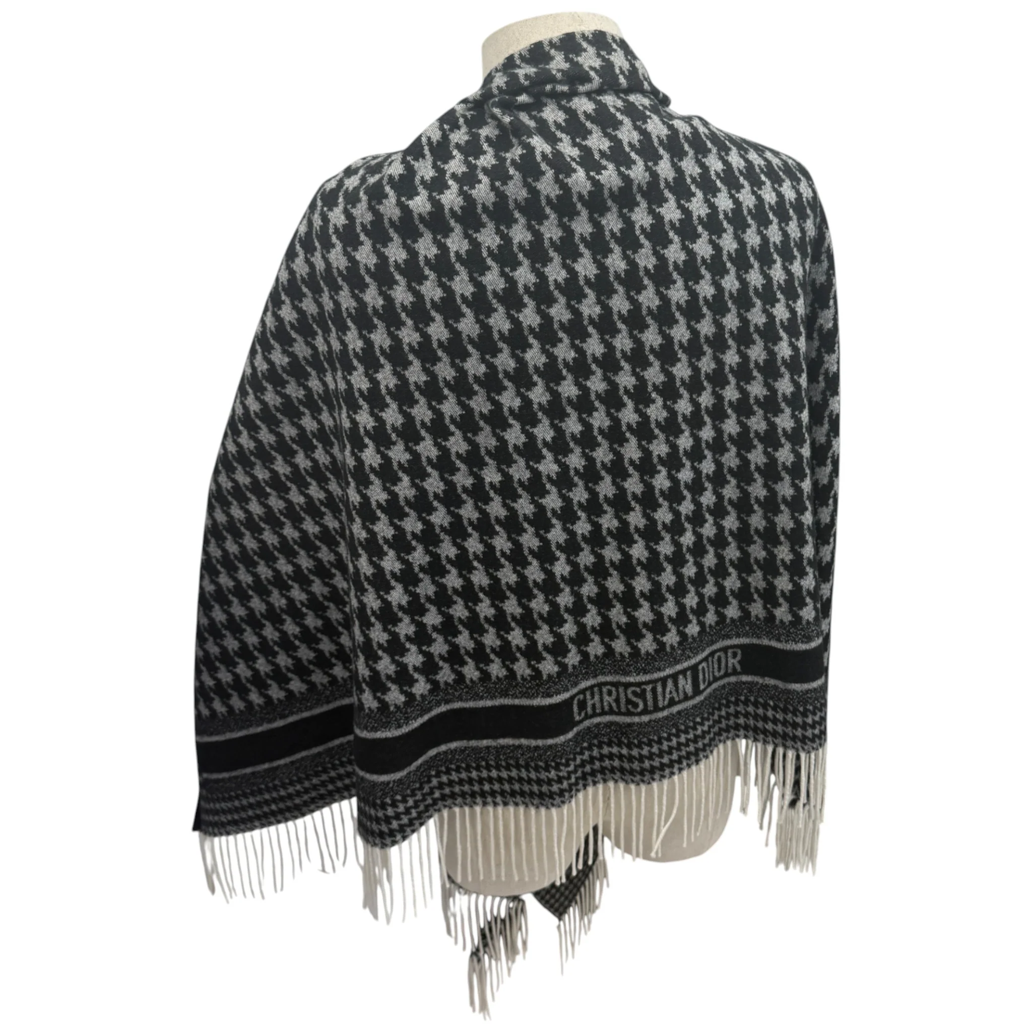 Women's Oblique Cashmere Poncho Grey - Image 5