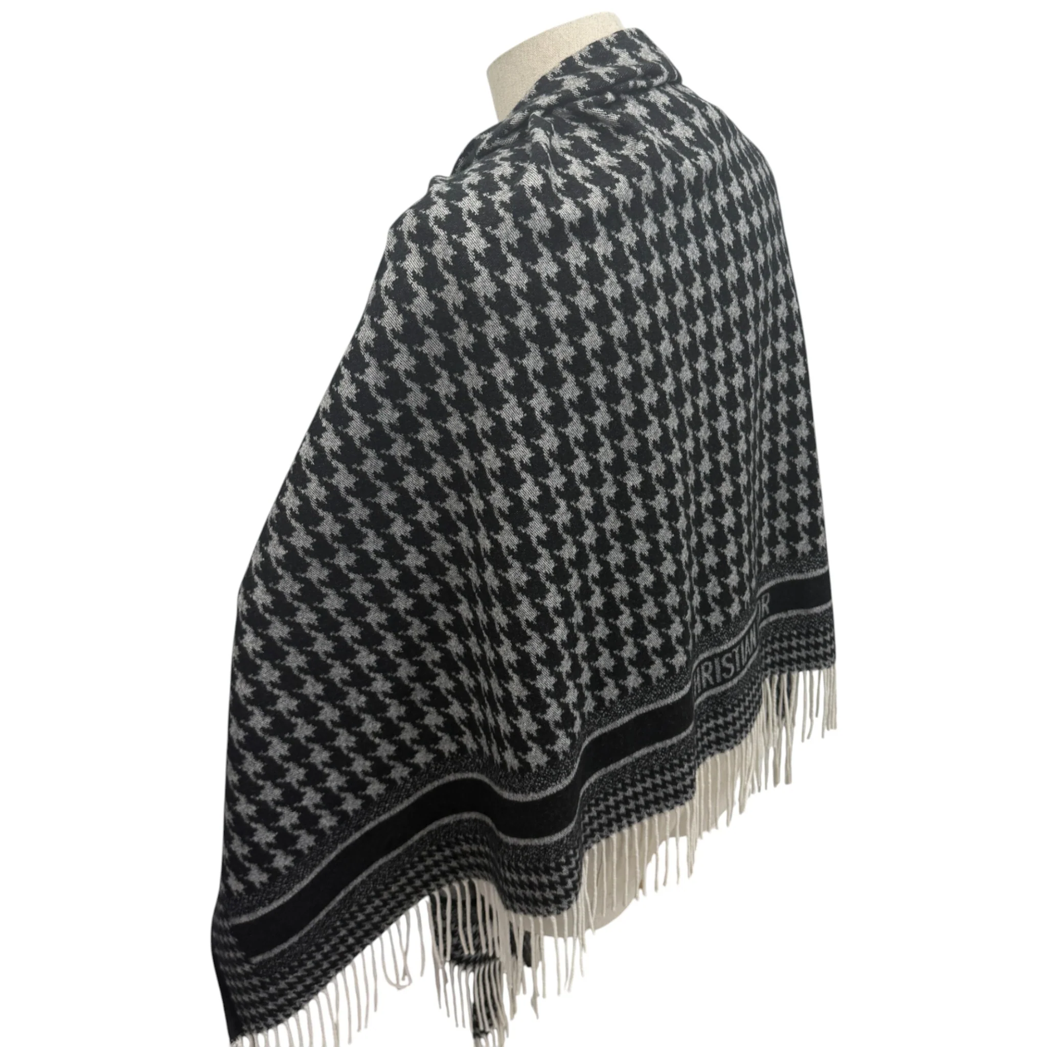 Women's Oblique Cashmere Poncho Grey - Image 6
