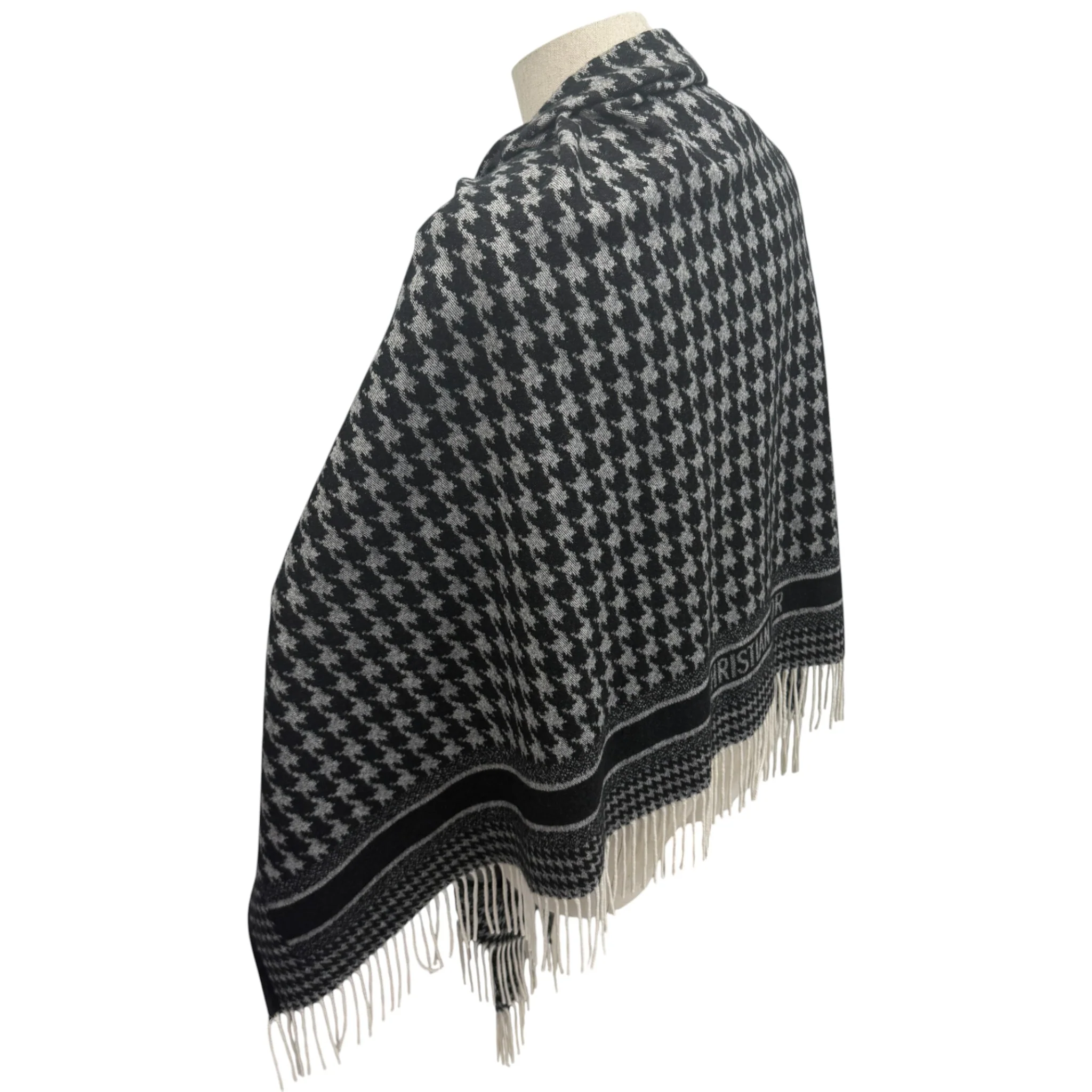 Women's Oblique Cashmere Poncho Grey - Image 7