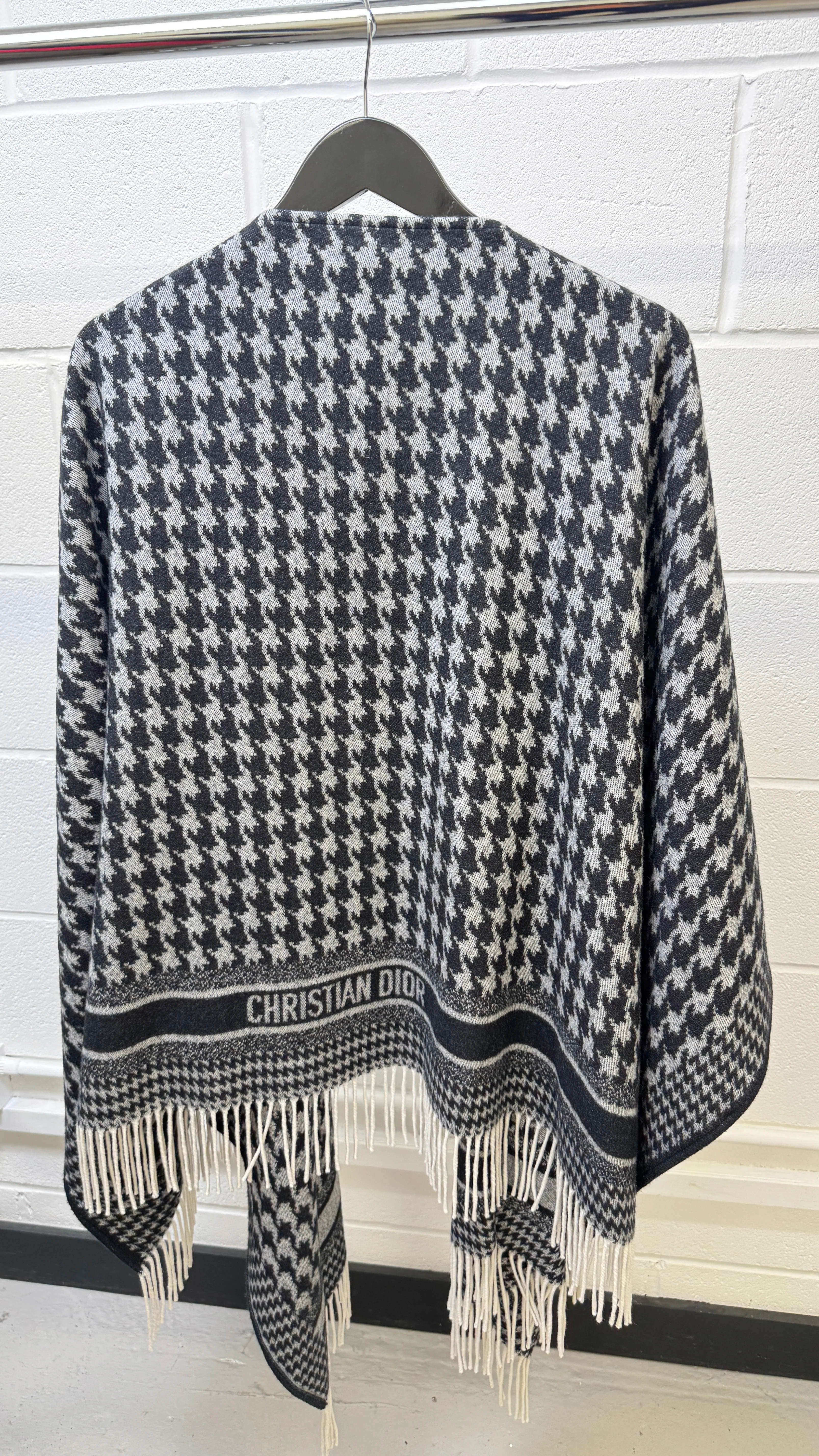 Women's Oblique Cashmere Poncho Grey - Image 9