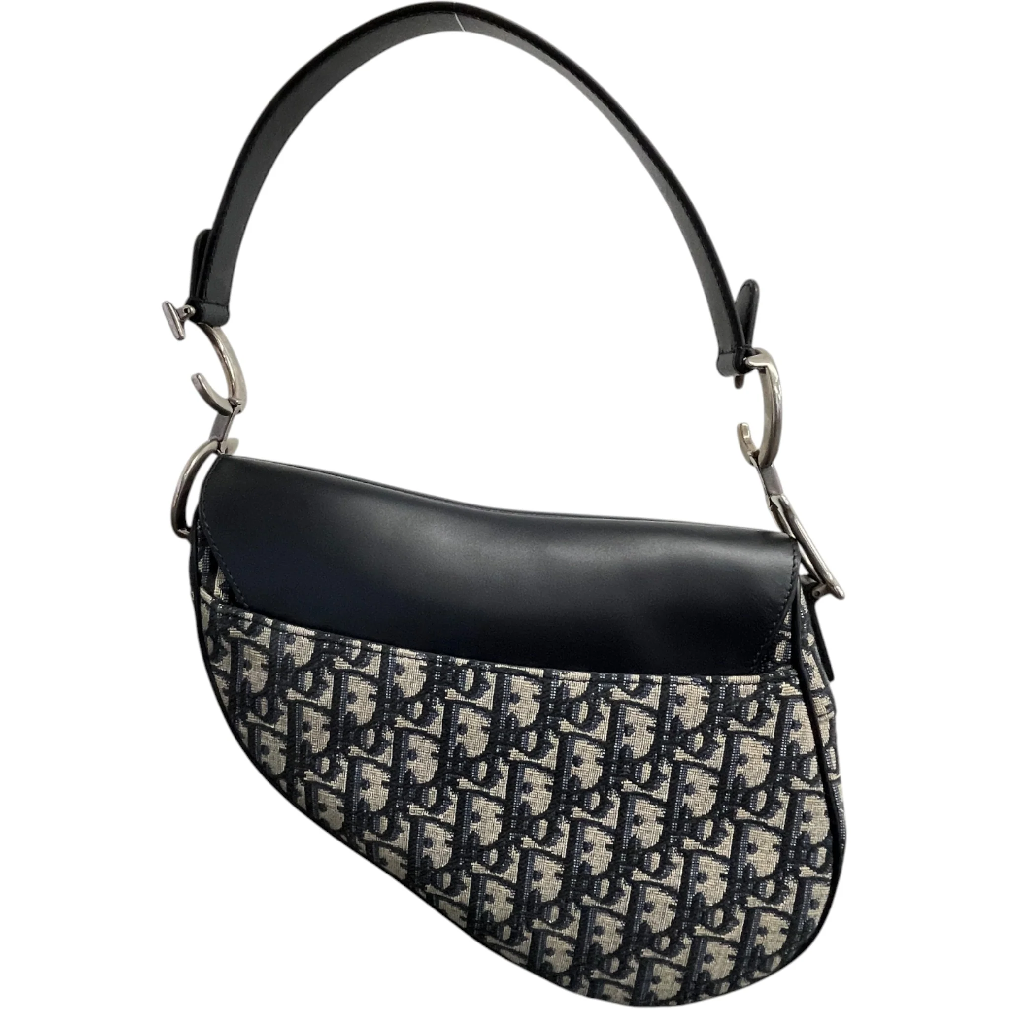 Women's Oblique Saddle Medium Bag Navy - Image 8