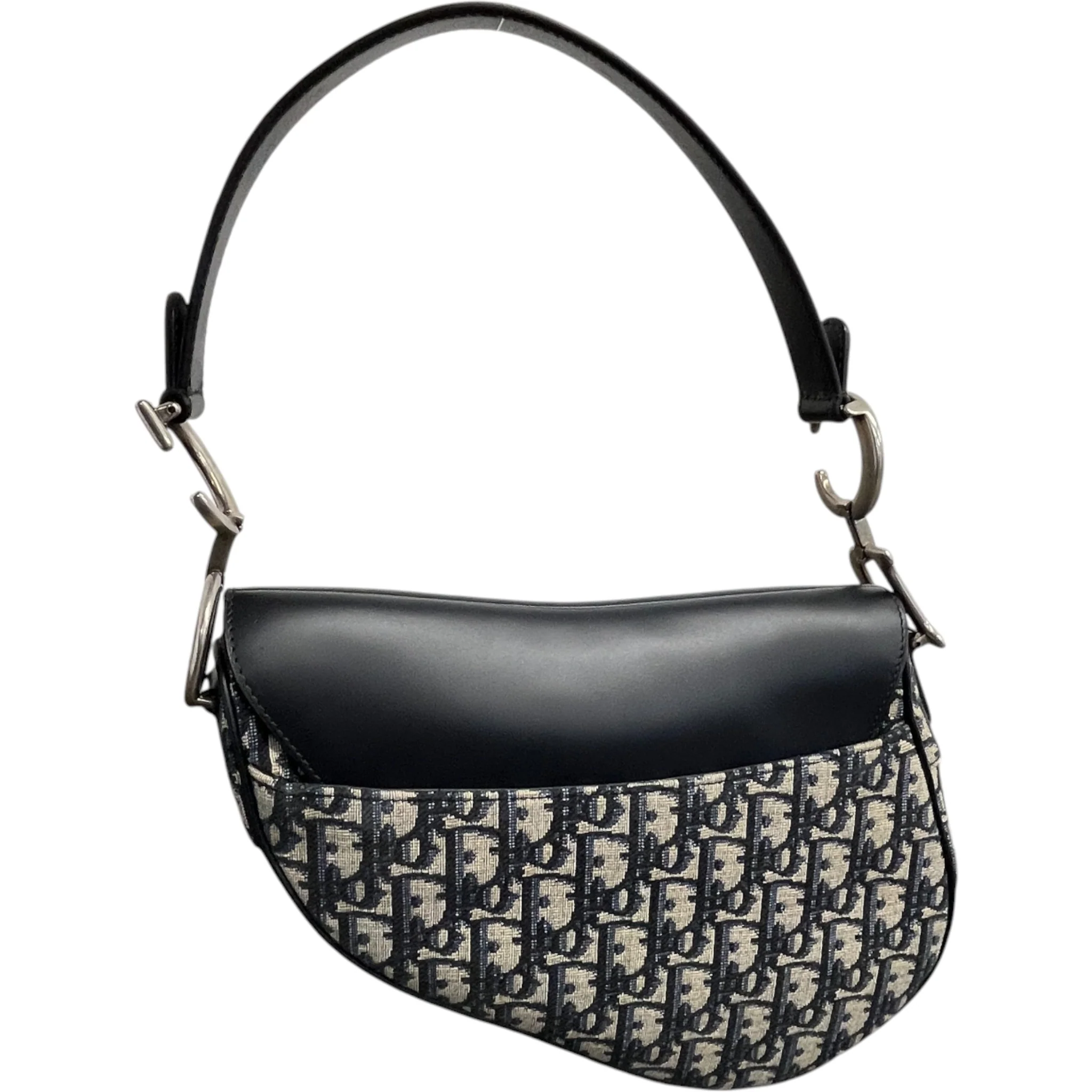 Women's Oblique Saddle Medium Bag Navy - Image 9