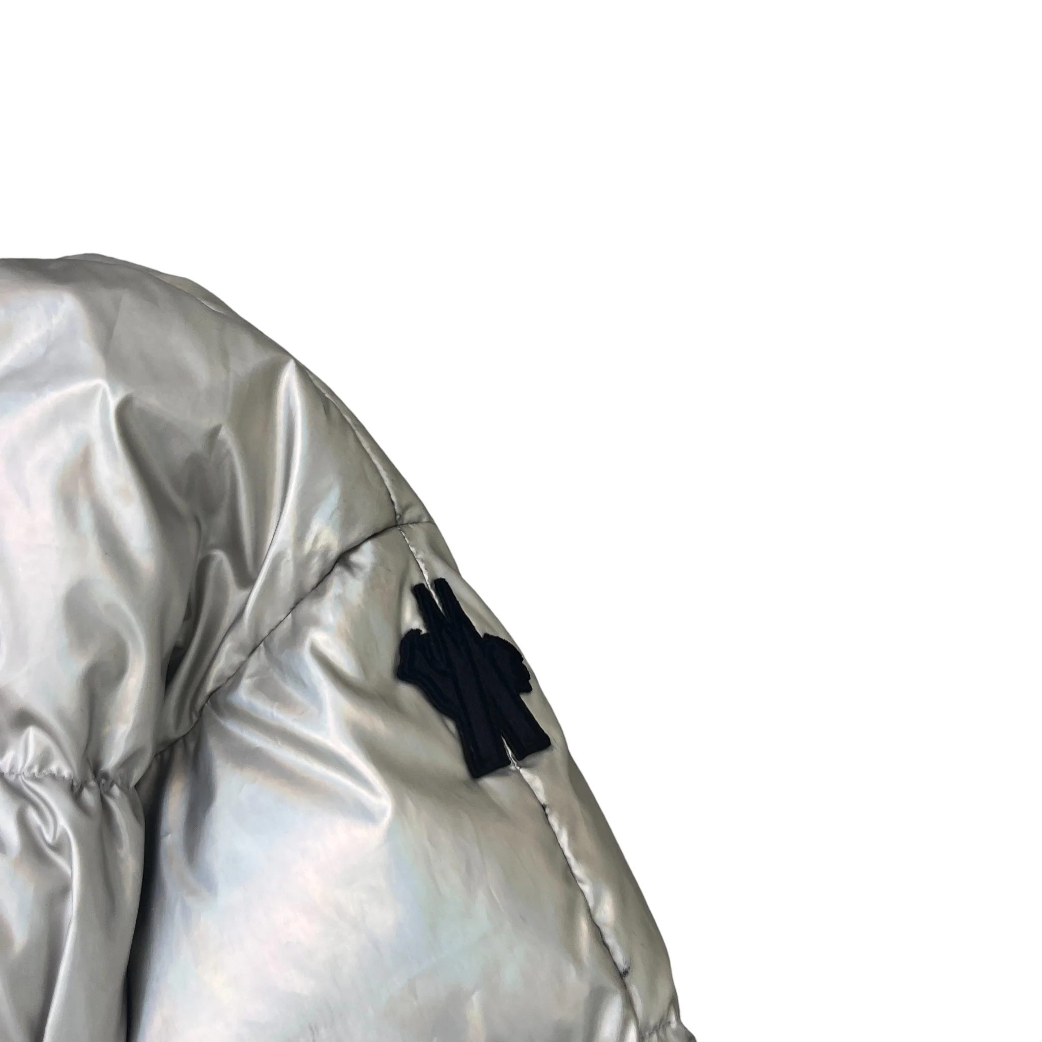 Women's Olligan Holographic Hooded Belted Down Jacket Silver Size 1 / UK 10 - Image 5