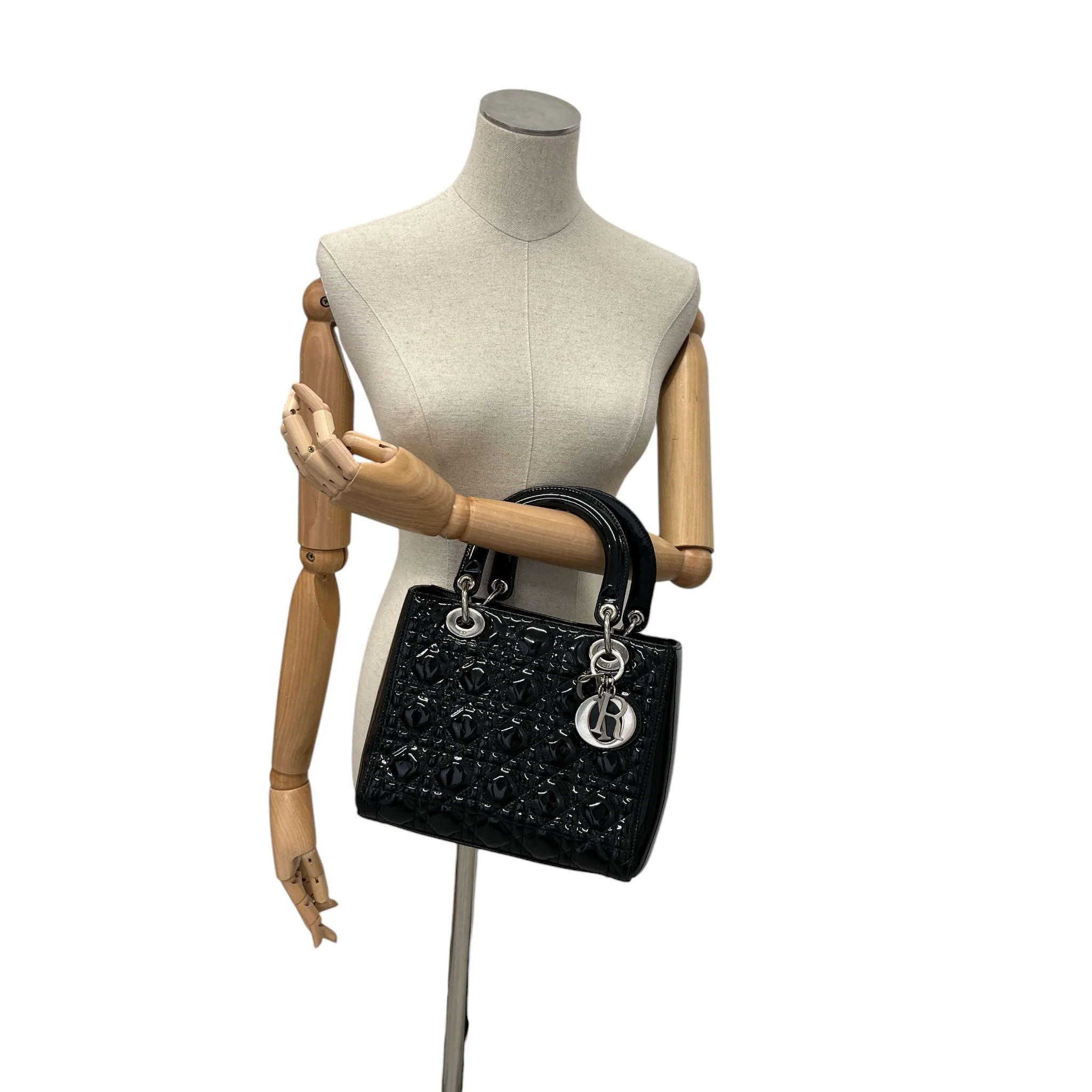 Women's Patent Lady Dior Medium Bag Black - Image 2