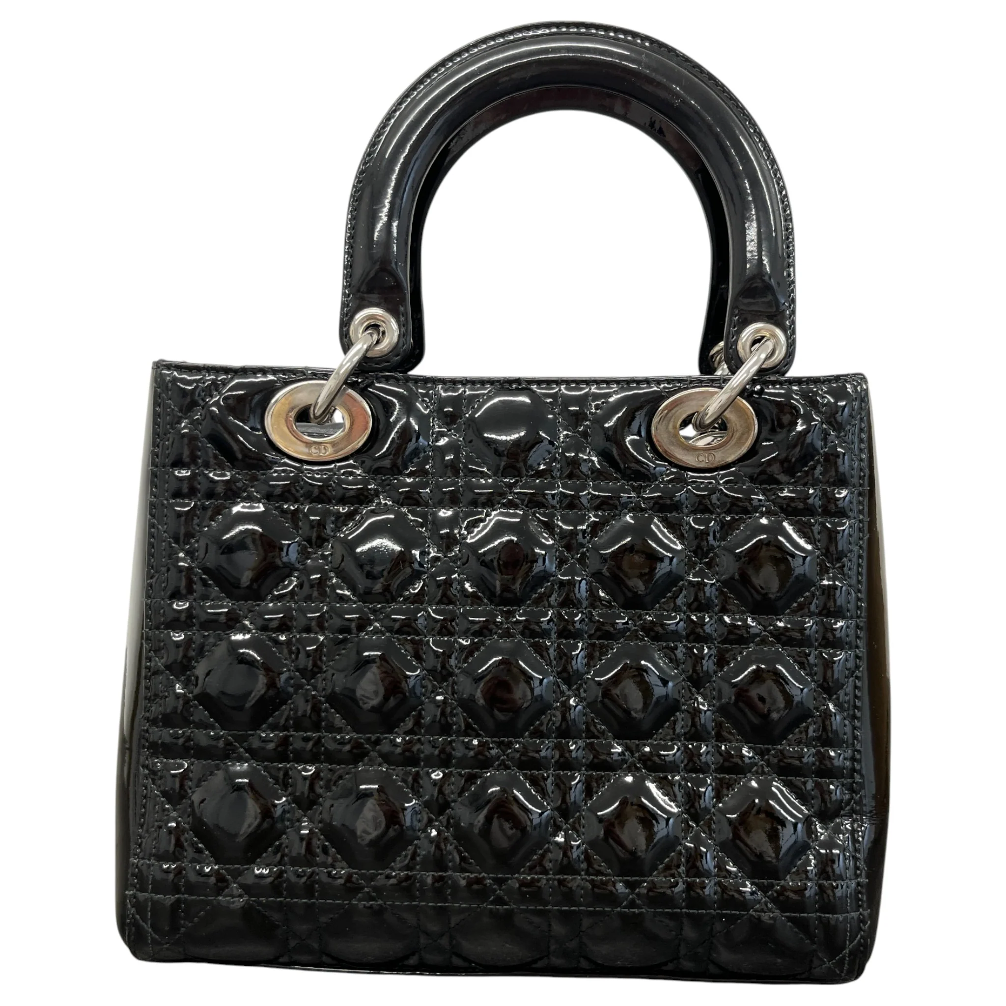 Women's Patent Lady Dior Medium Bag Black - Image 3