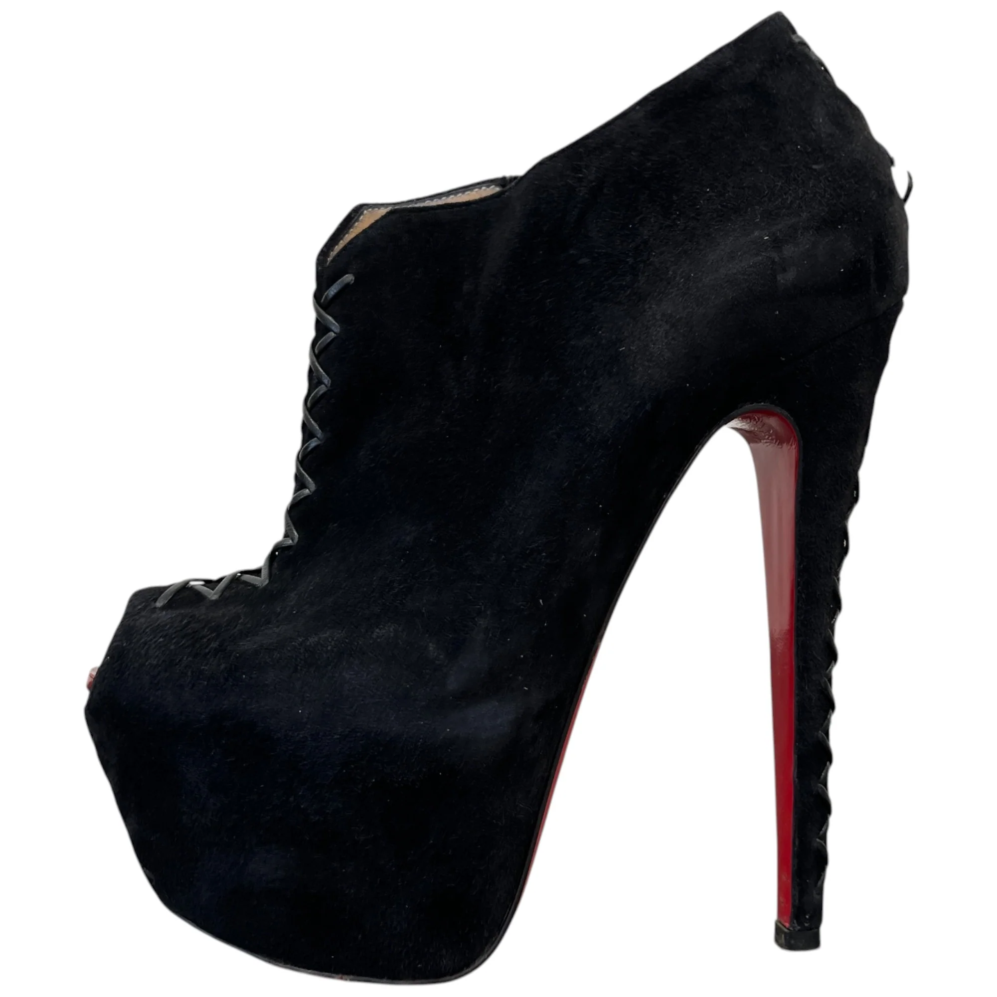 Women's Peep Toe Ankle Boots Heels Black Size EU 37.5 / UK 4.5 - Image 5