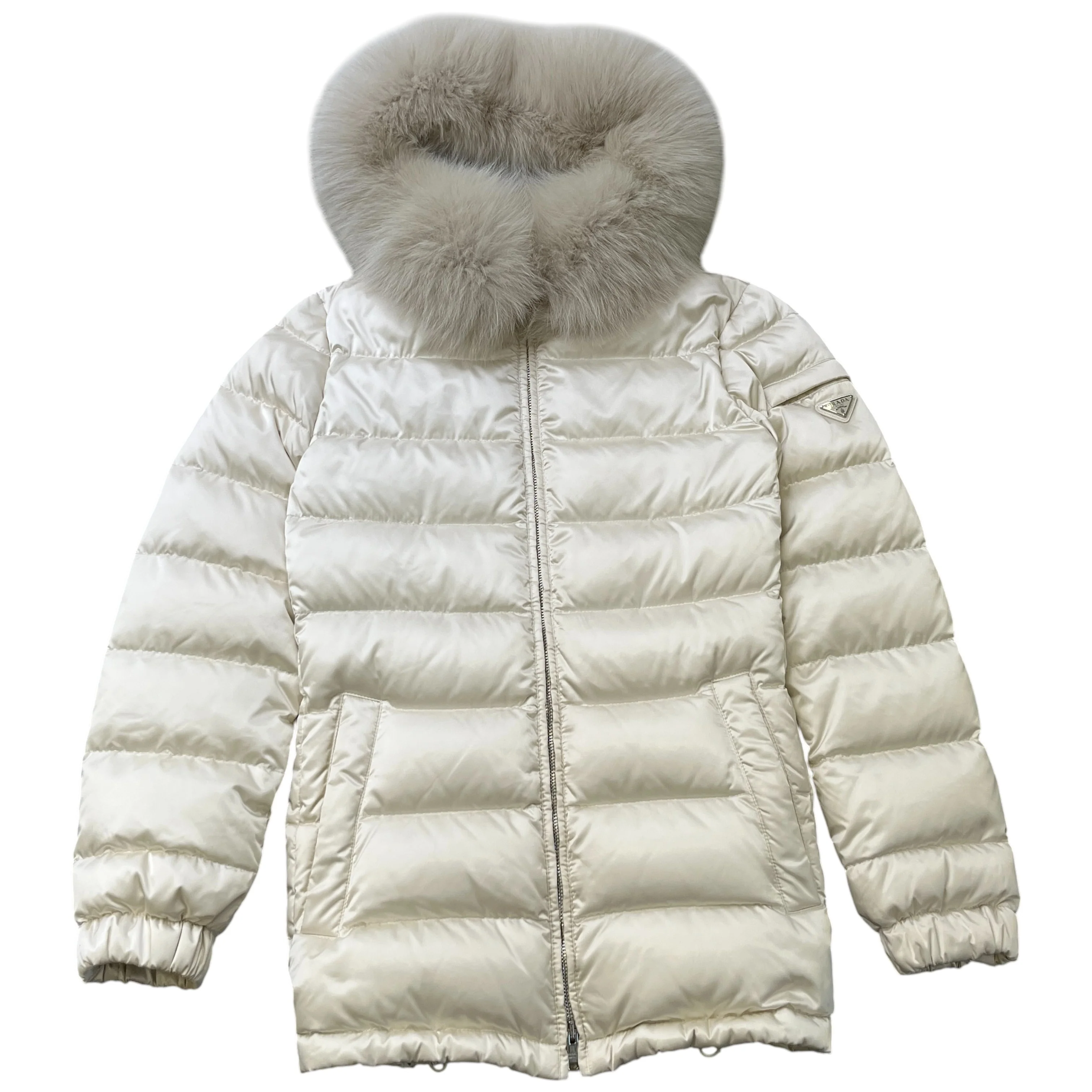 Women's Plaque Logo Down Jacket White Size IT 40 / UK 8