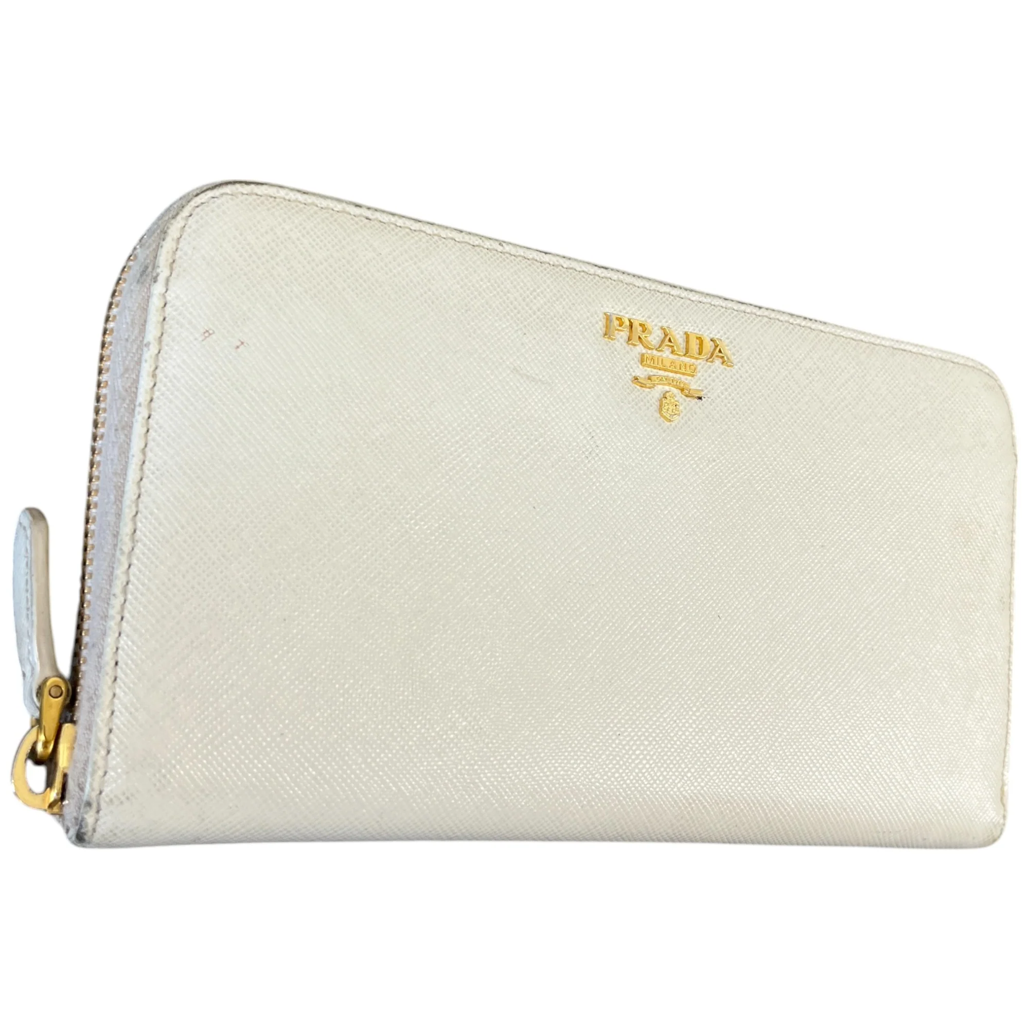 Women's Plaque Logo Saffiano Purse Cream Size L - Image 2