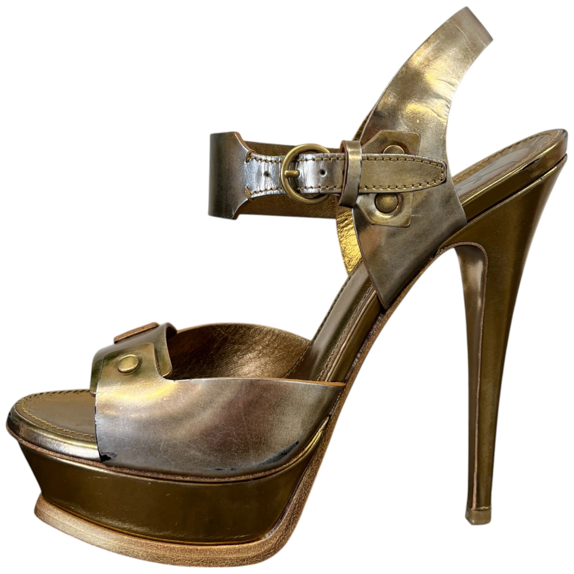Women's Platform Slingback Heels Gold Size EU 37 / UK 4 - Image 4