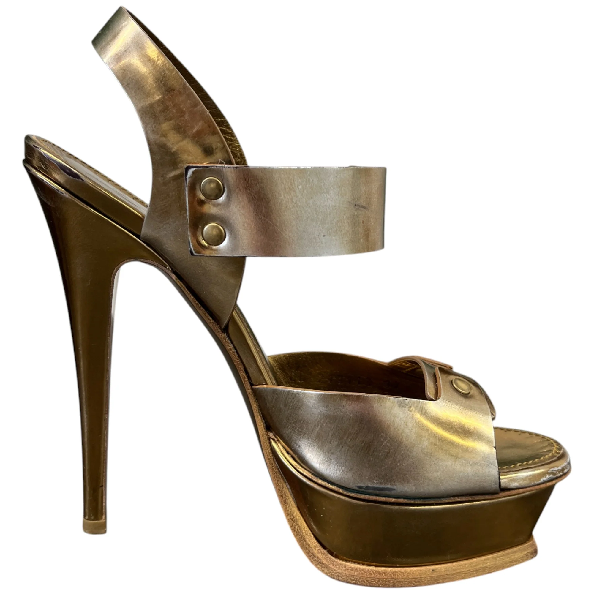 Women's Platform Slingback Heels Gold Size EU 37 / UK 4 - Image 5