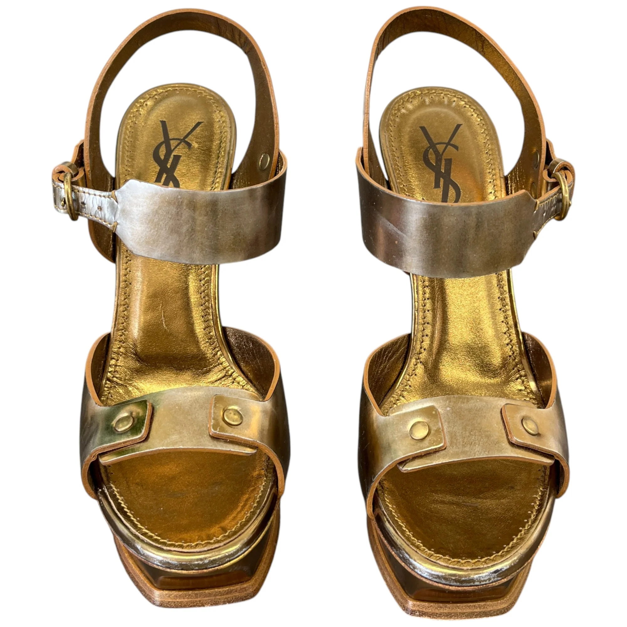 Women's Platform Slingback Heels Gold Size EU 37 / UK 4 - Image 6