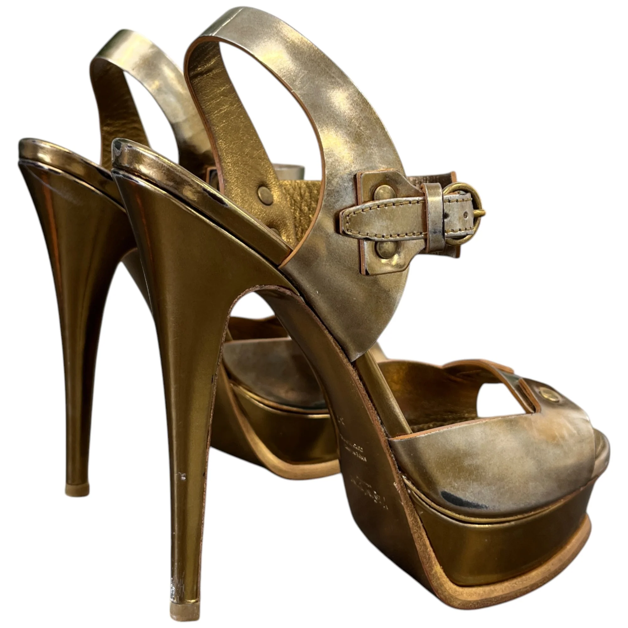 Women's Platform Slingback Heels Gold Size EU 37 / UK 4 - Image 9