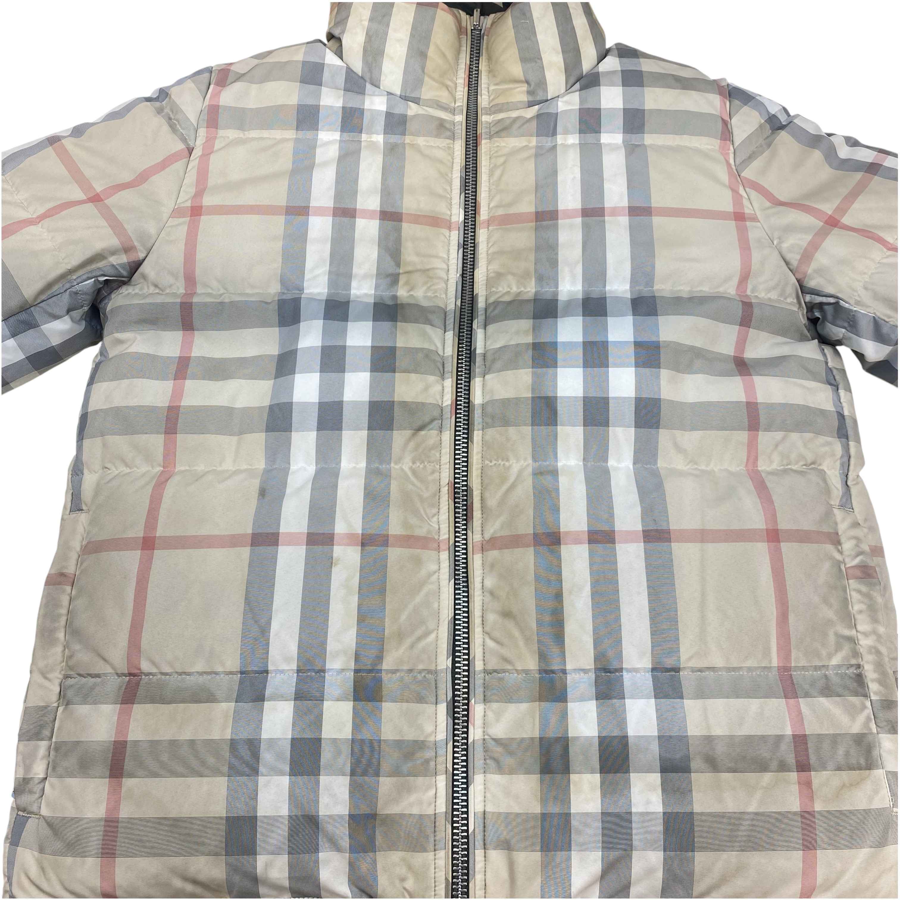 Women's Reversible Check Down Jacket Khaki Size S - Image 12