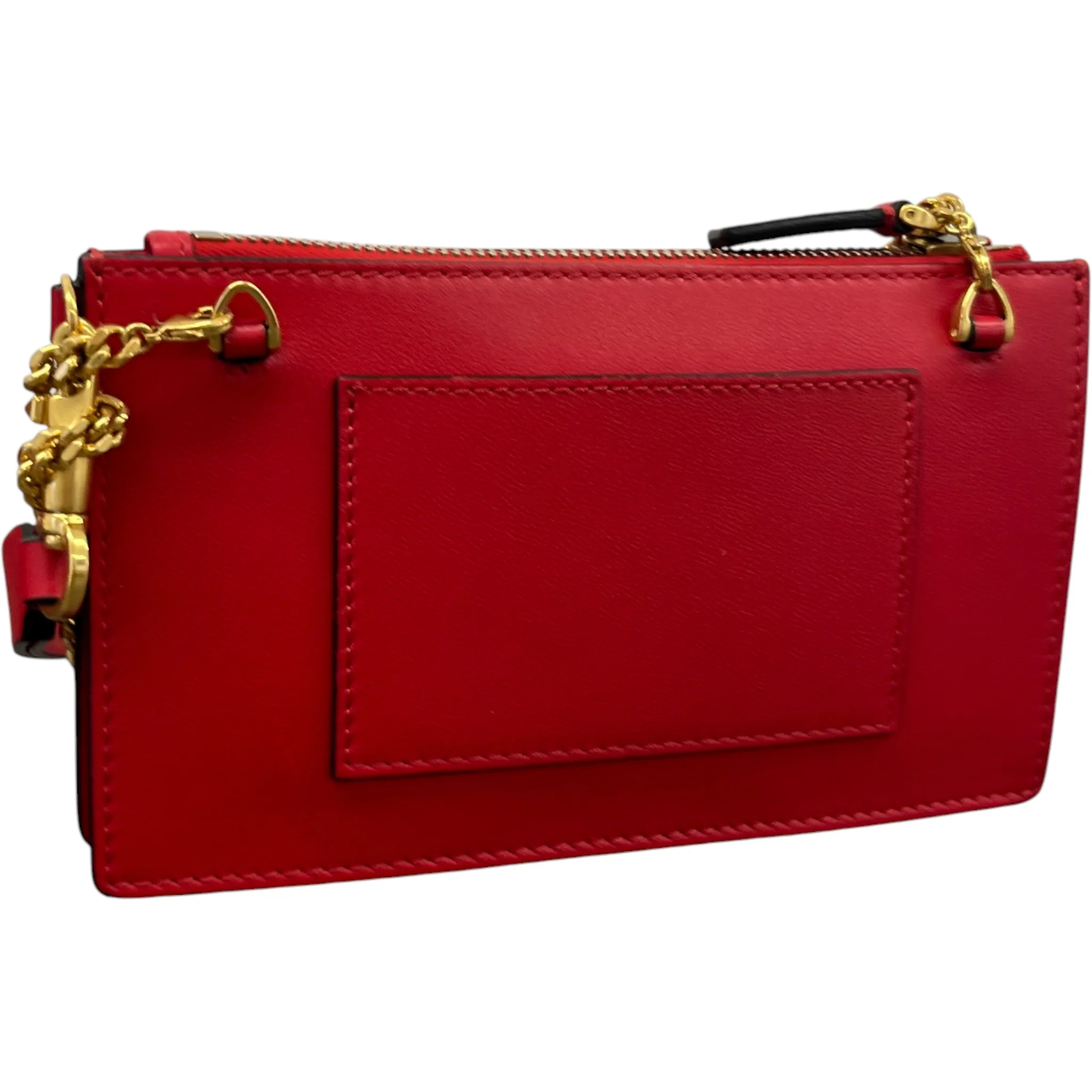 Women's Rouge Leather V Logo Chain Pouch Bag Red - Image 8