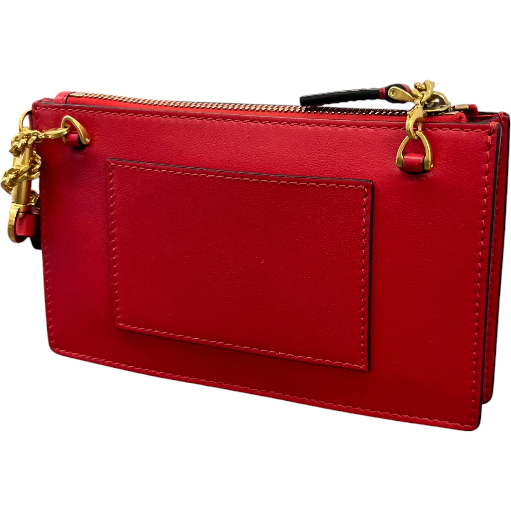 Women's Rouge Leather V Logo Chain Pouch Bag Red - Image 9