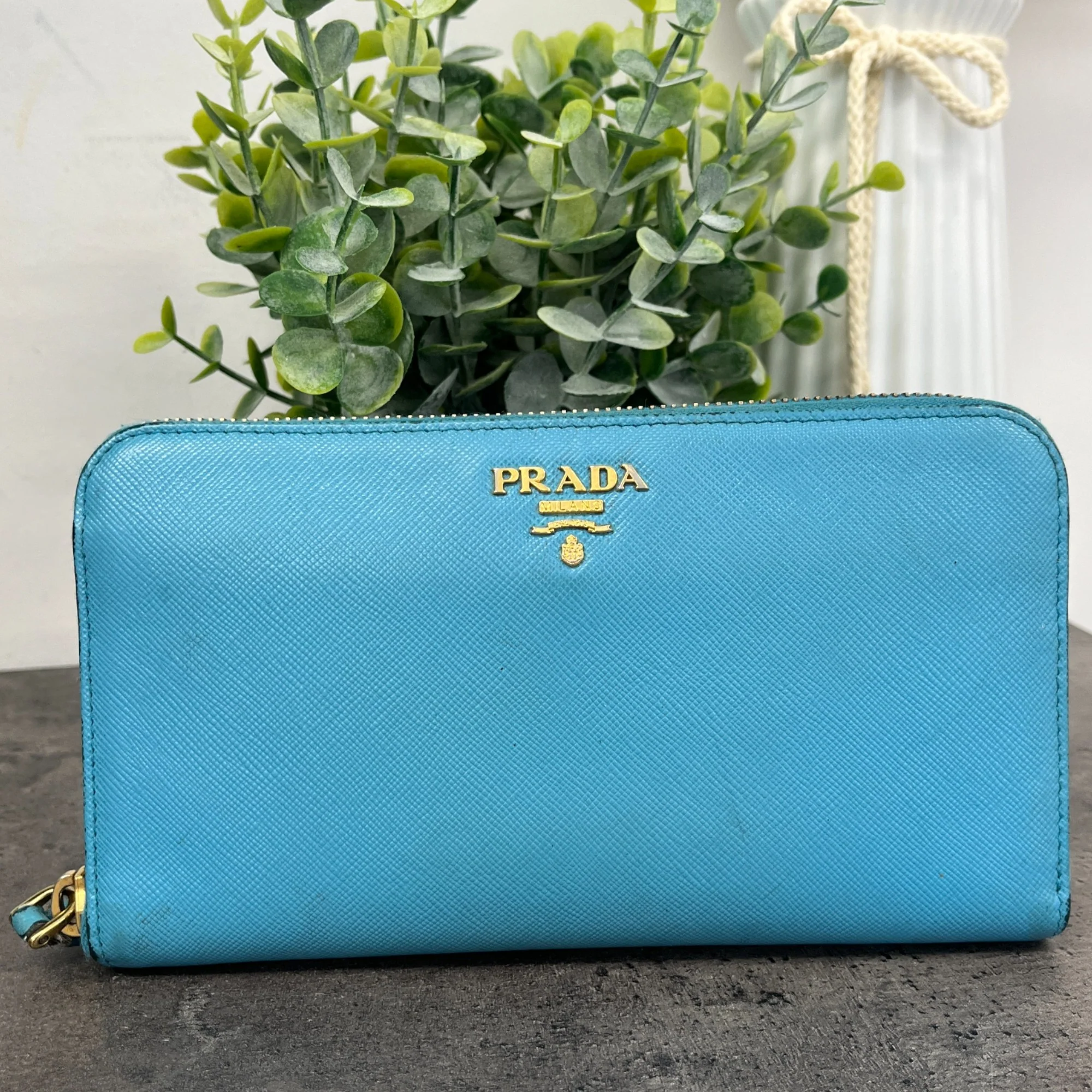 Women's Saffiano Zip Around Long Purse Blue - Image 7
