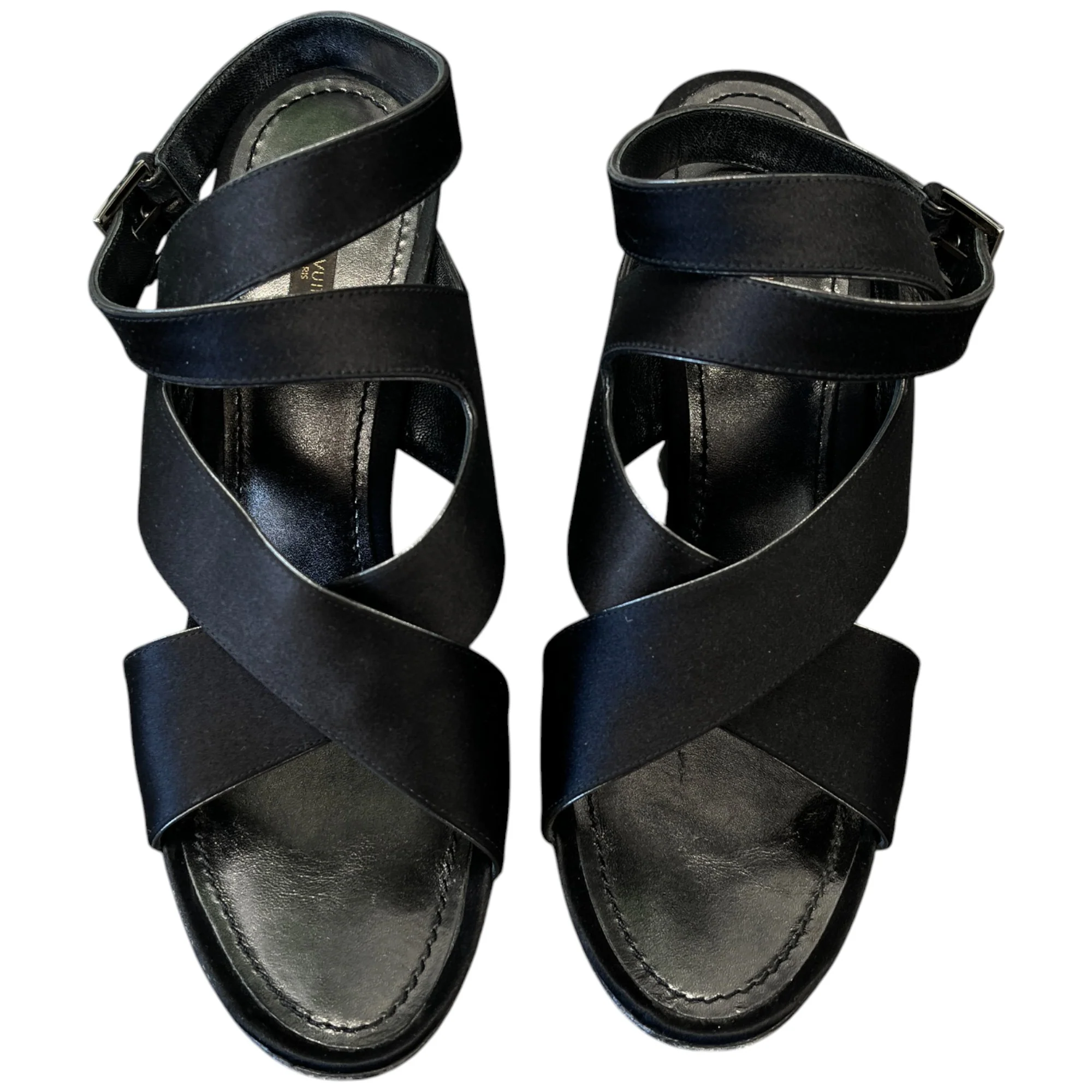 Women's Satin Strap Wedge Sandals Heels Black Size EU 38 / UK 5 - Image 6