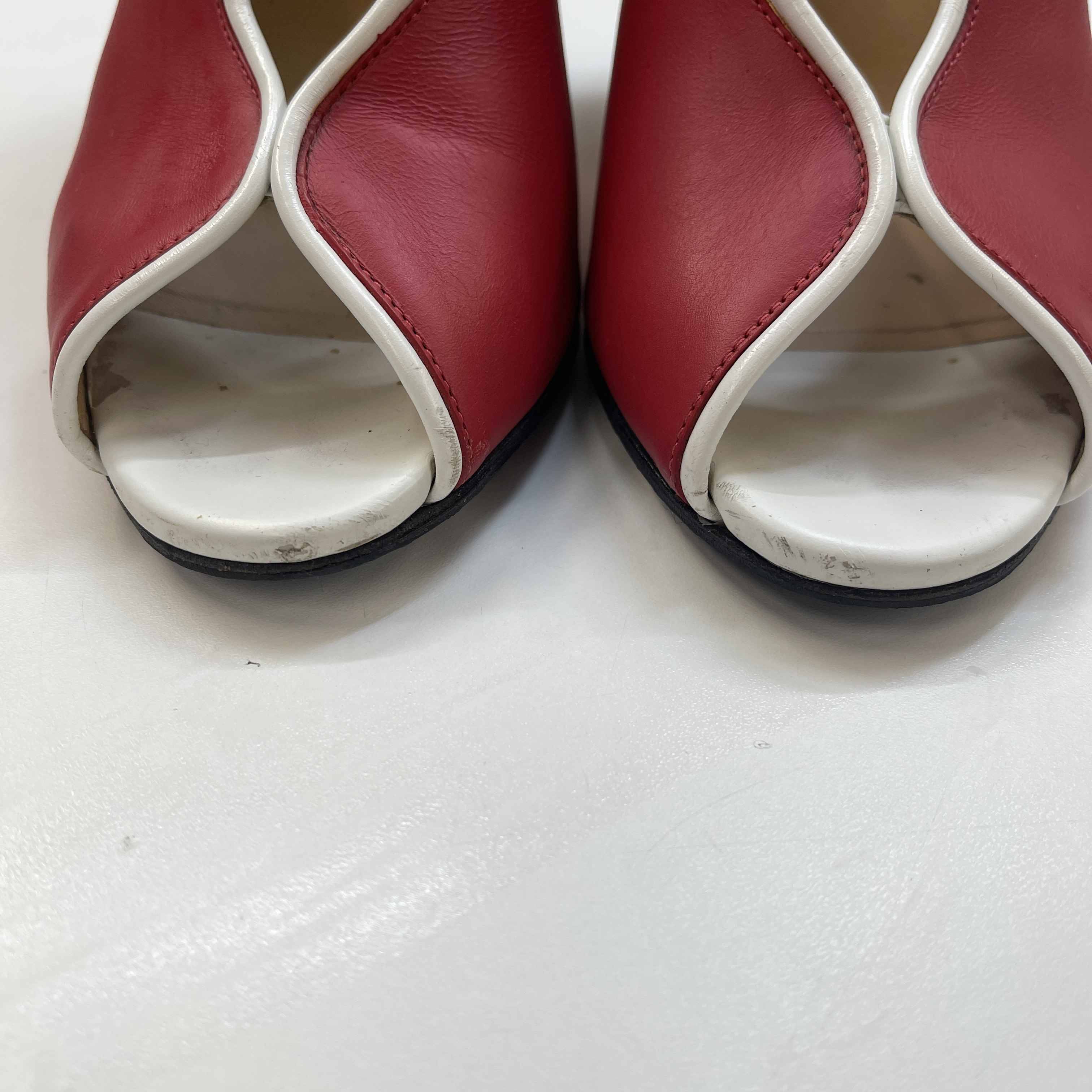 Women's Scallop Lined Peep Toe Heels Red Size EU 37.5 / UK 4.5 - Image 12