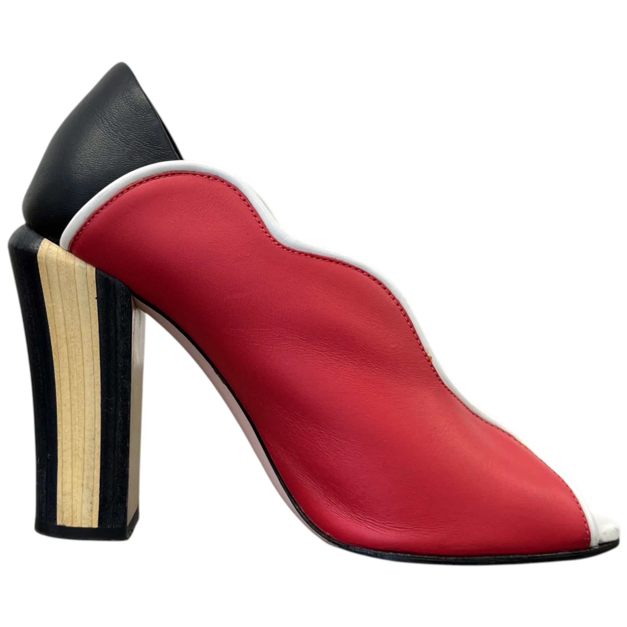 Women's Scallop Lined Peep Toe Heels Red Size EU 37.5 / UK 4.5 - Image 4