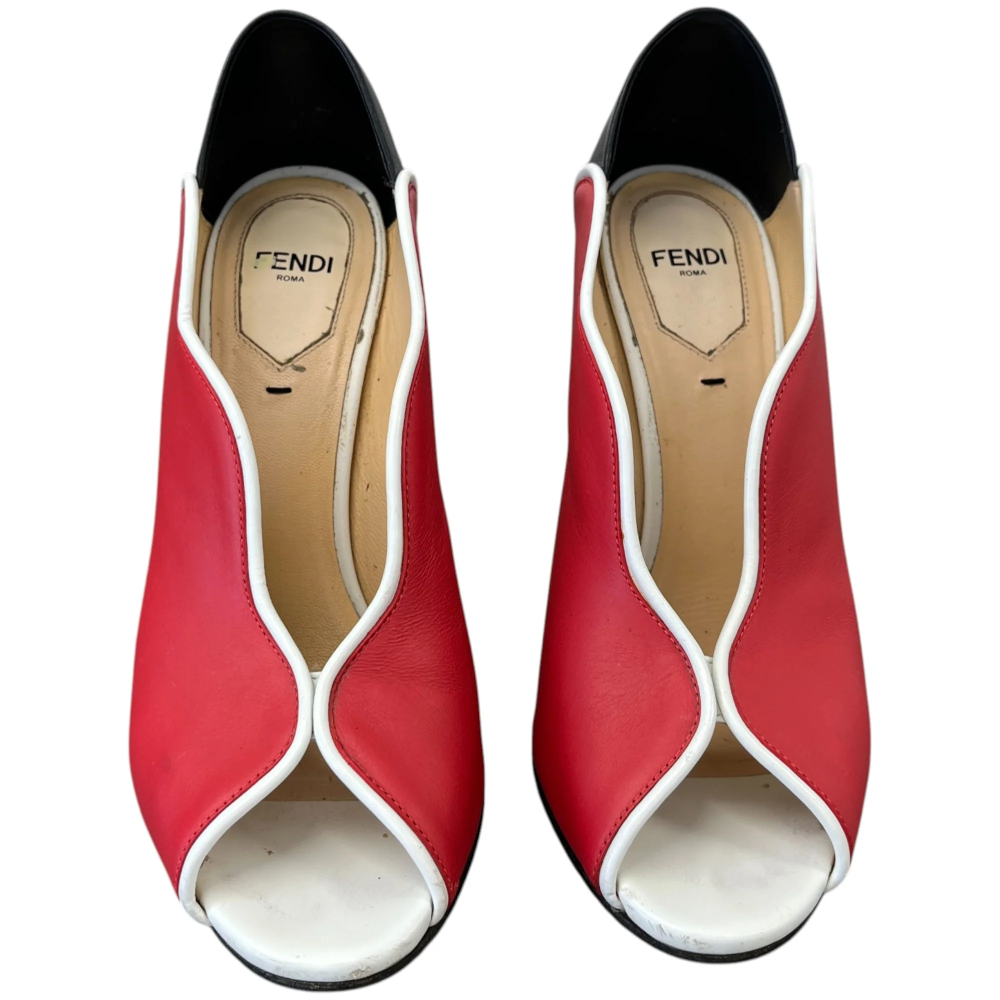 Women's Scallop Lined Peep Toe Heels Red Size EU 37.5 / UK 4.5 - Image 6